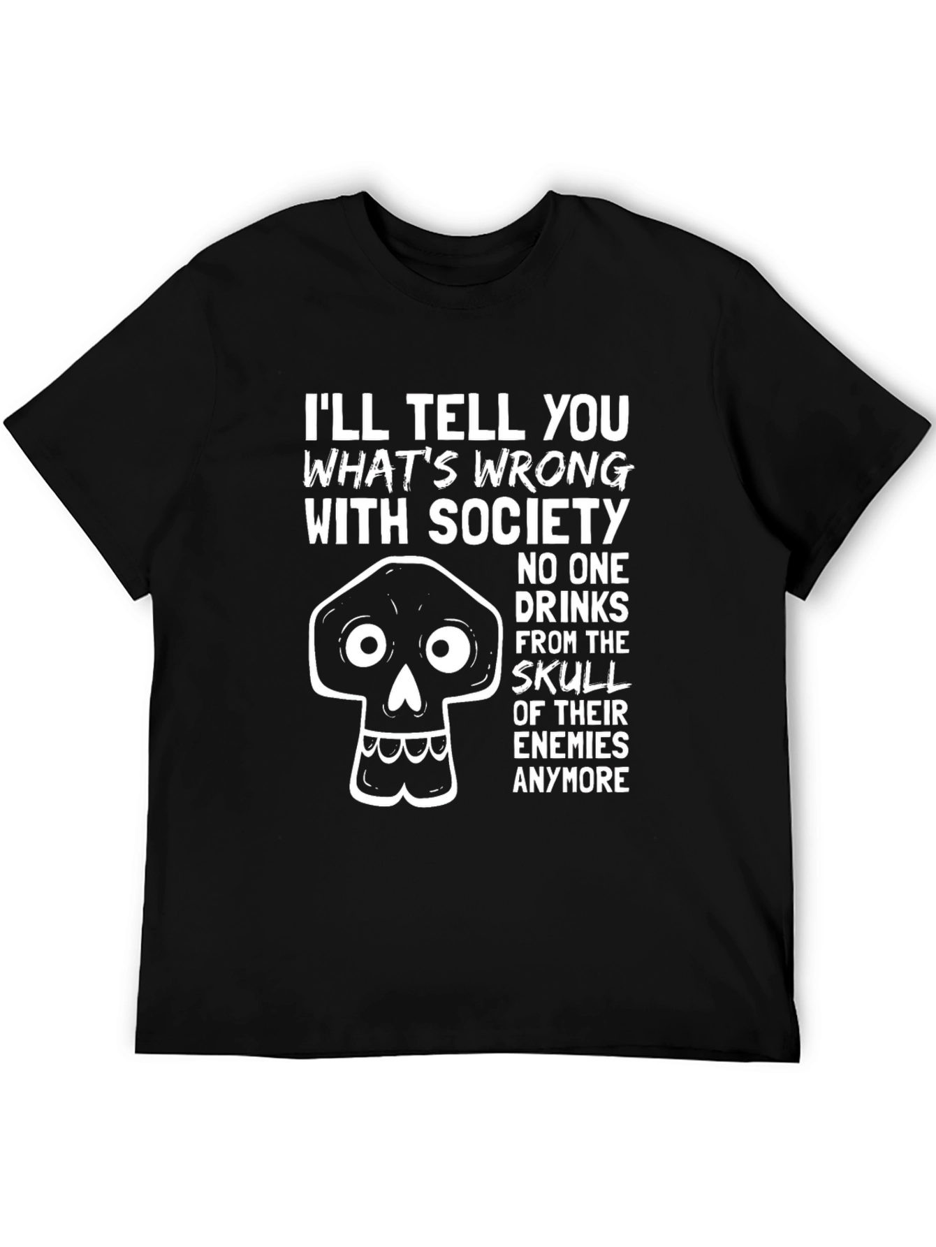 Black Skull Humor T-Shirt - Society's Woes Graphic Tee view 5