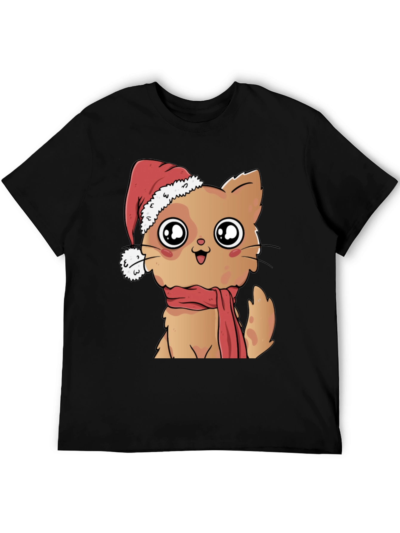 Black Cute Cat Christmas T-Shirt view 5