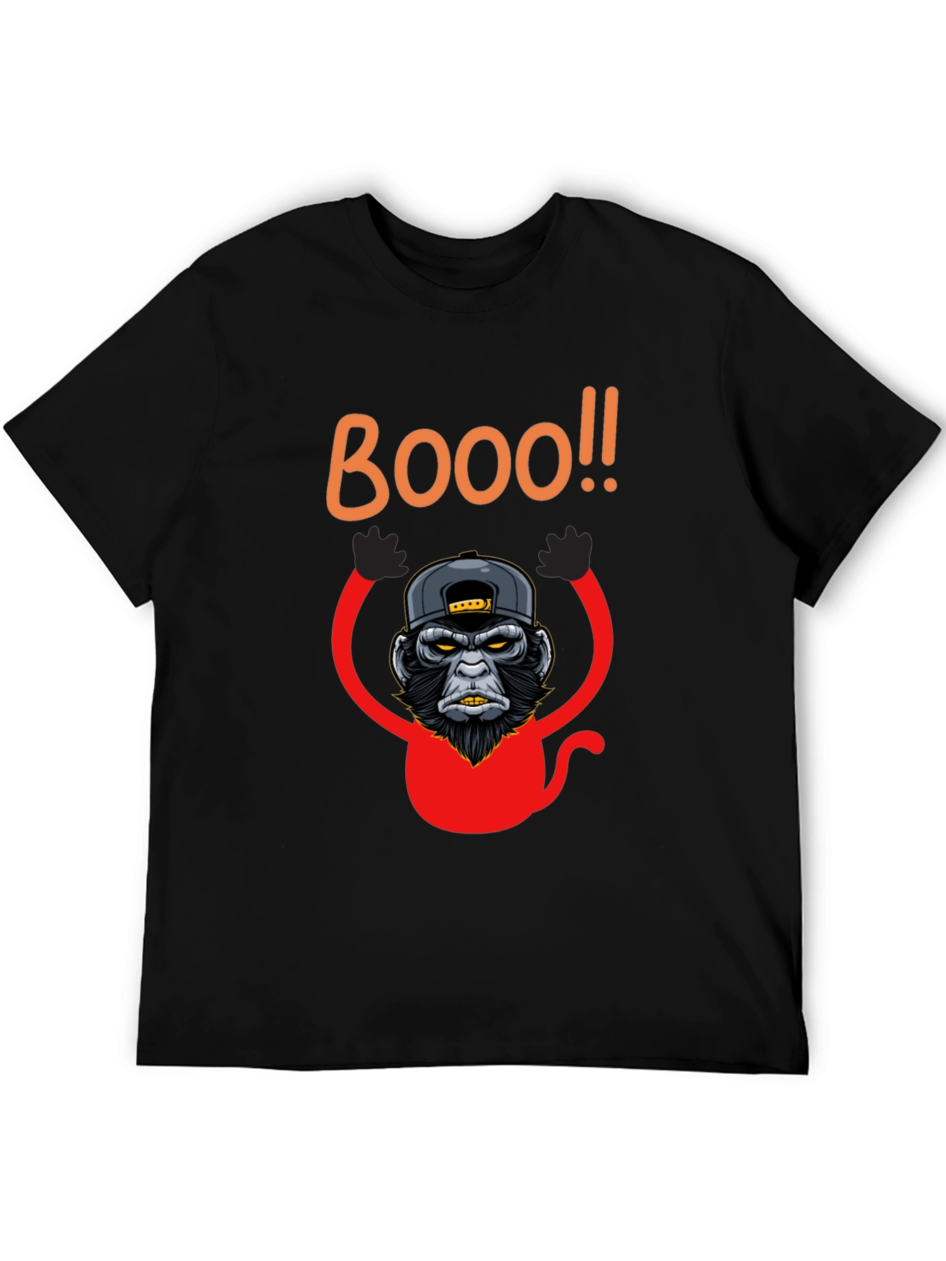 Black Boo Monkey Graphic Tee - Black Crew Neck Shirt view 5