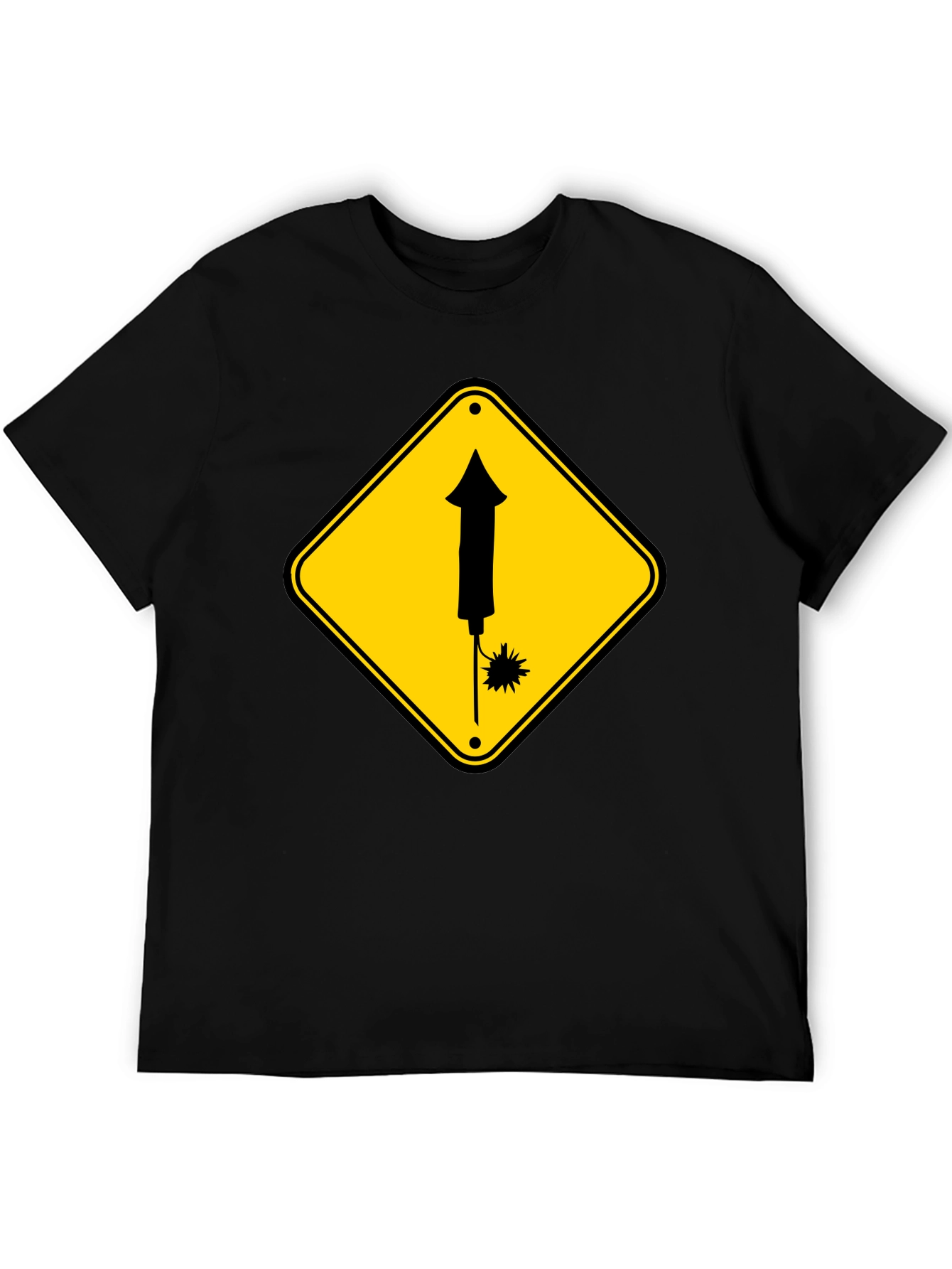 Black Fireworks Warning T-Shirt - Novelty Graphic Tee view 5