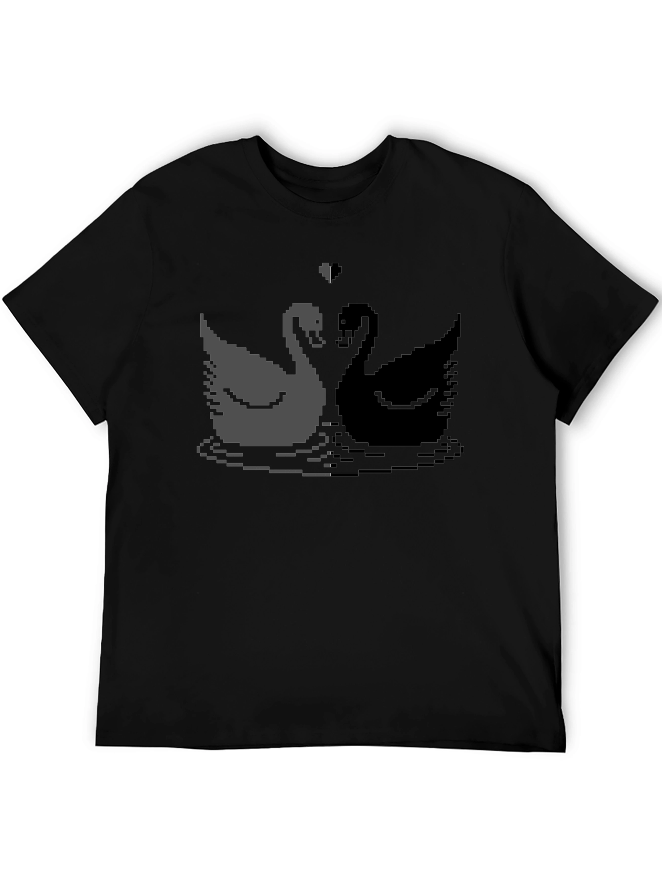 Black Pixel Swan Love T-Shirt - Black view 5