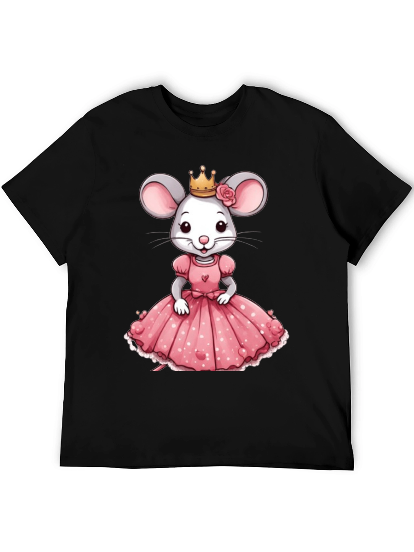Black Cute Mouse Princess T-Shirt - Cartoon Mouse view 5
