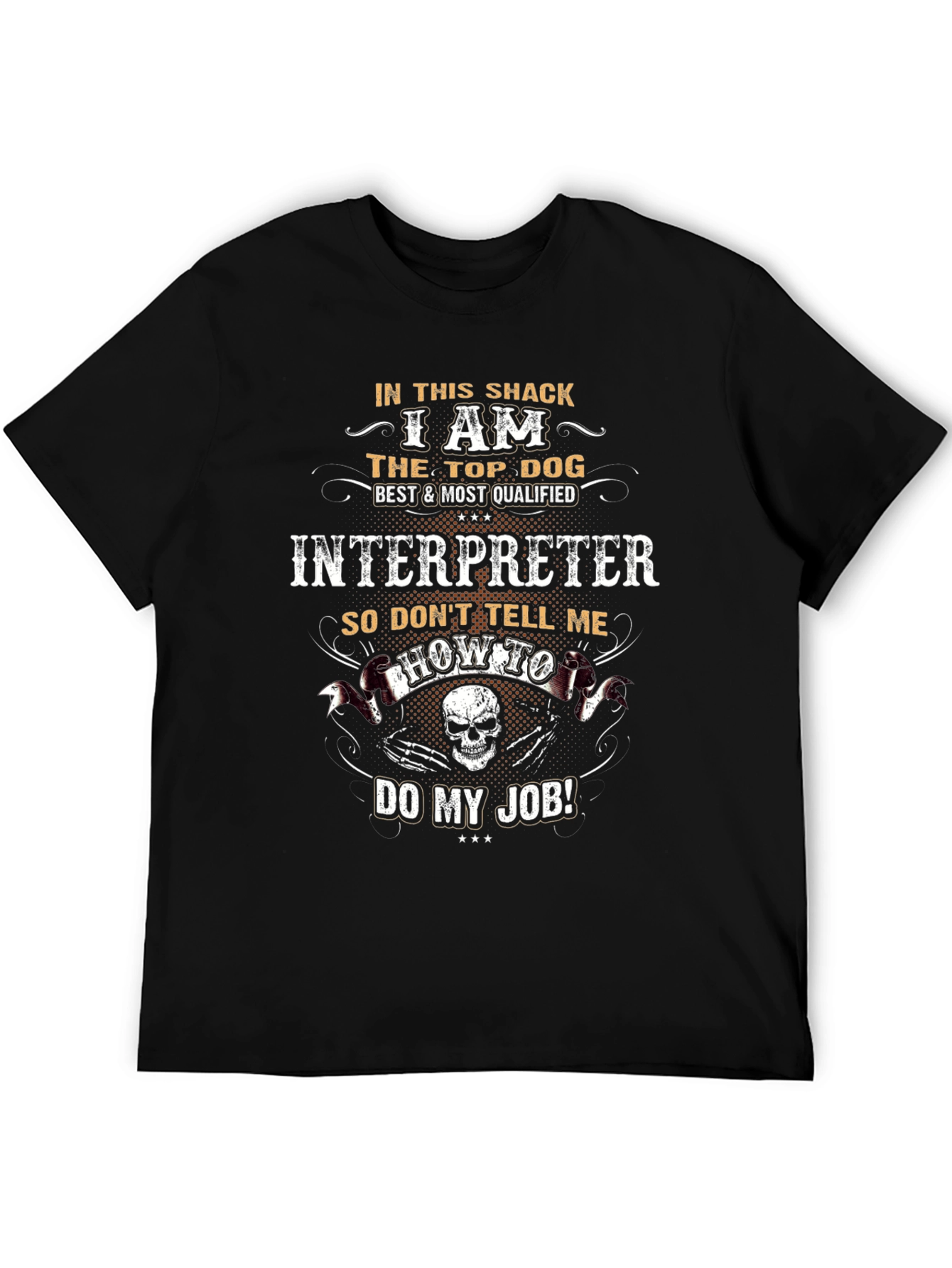 Black Interpreter Top Dog Novelty Graphic T-Shirt view 5