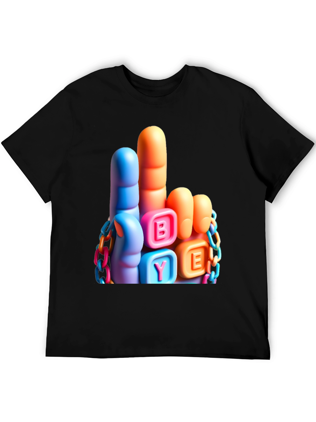 Black Funny BYE Middle Finger T-Shirt view 5