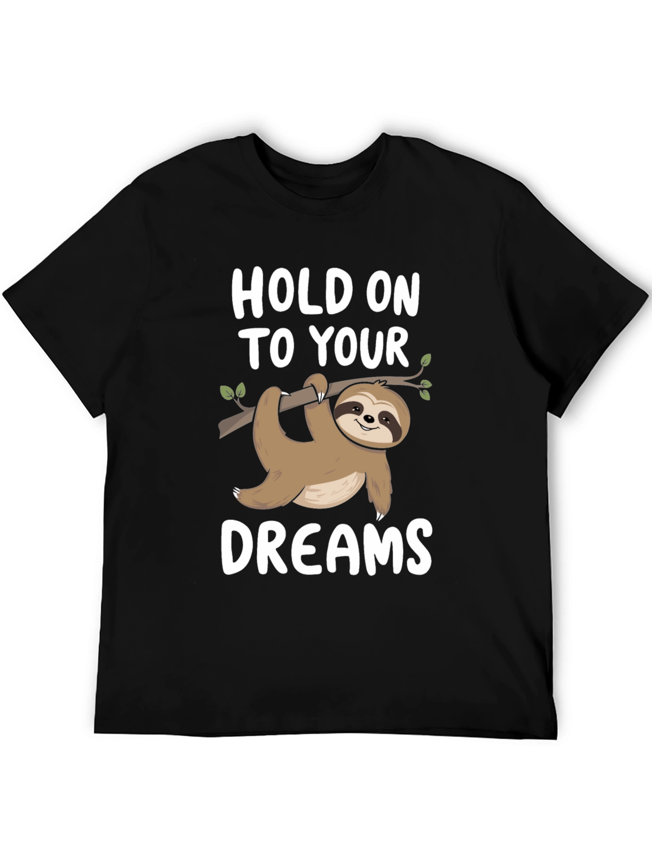 Black Hold On To Your Dreams Sloth Graphic Tee view 5