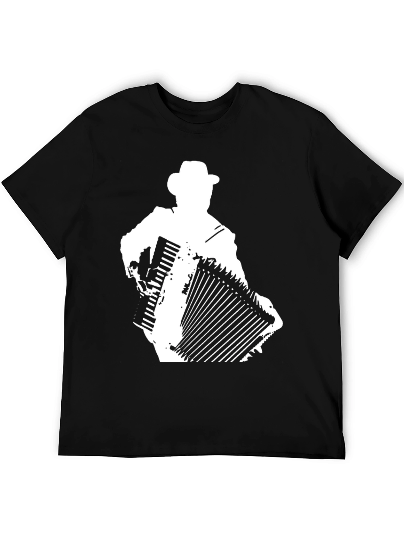 Black Accordion Player Graphic Tee - Cool Musician Shirt view 5