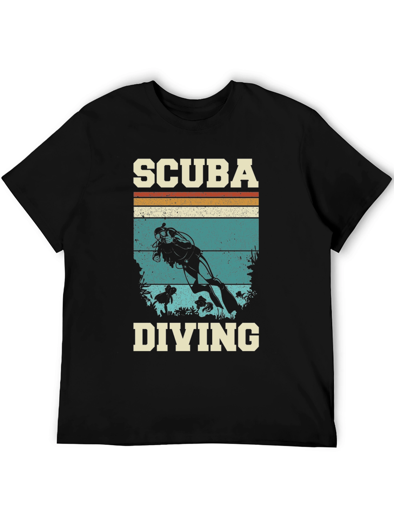 Black Scuba Diving Retro Graphic Tee - Black view 5