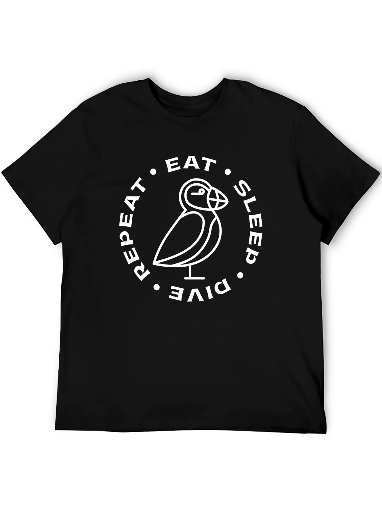 Black Eat Sleep Dive Repeat Puffin T-Shirt view 5