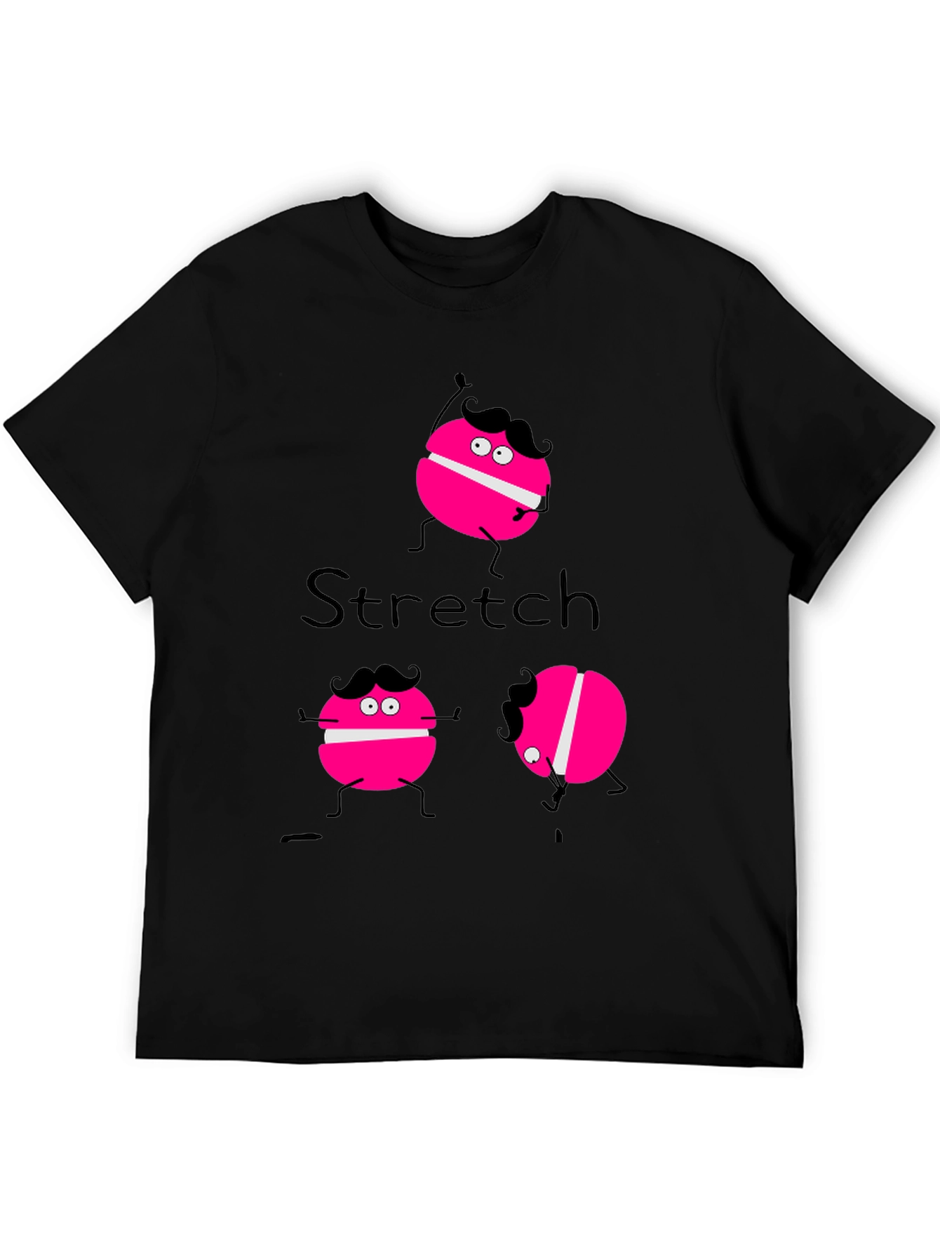 Black Funny Stretch Pink Macaroon Graphic T-Shirt view 5