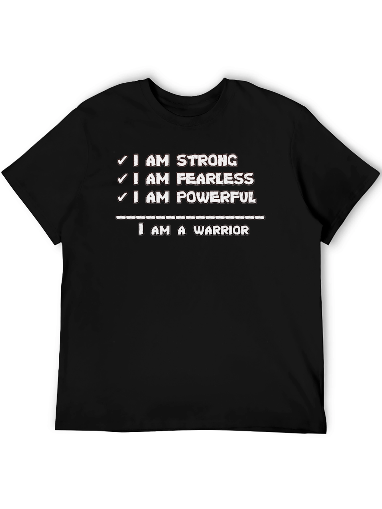 Black I Am Strong Warrior T-Shirt - Motivational Graphic Tee view 5