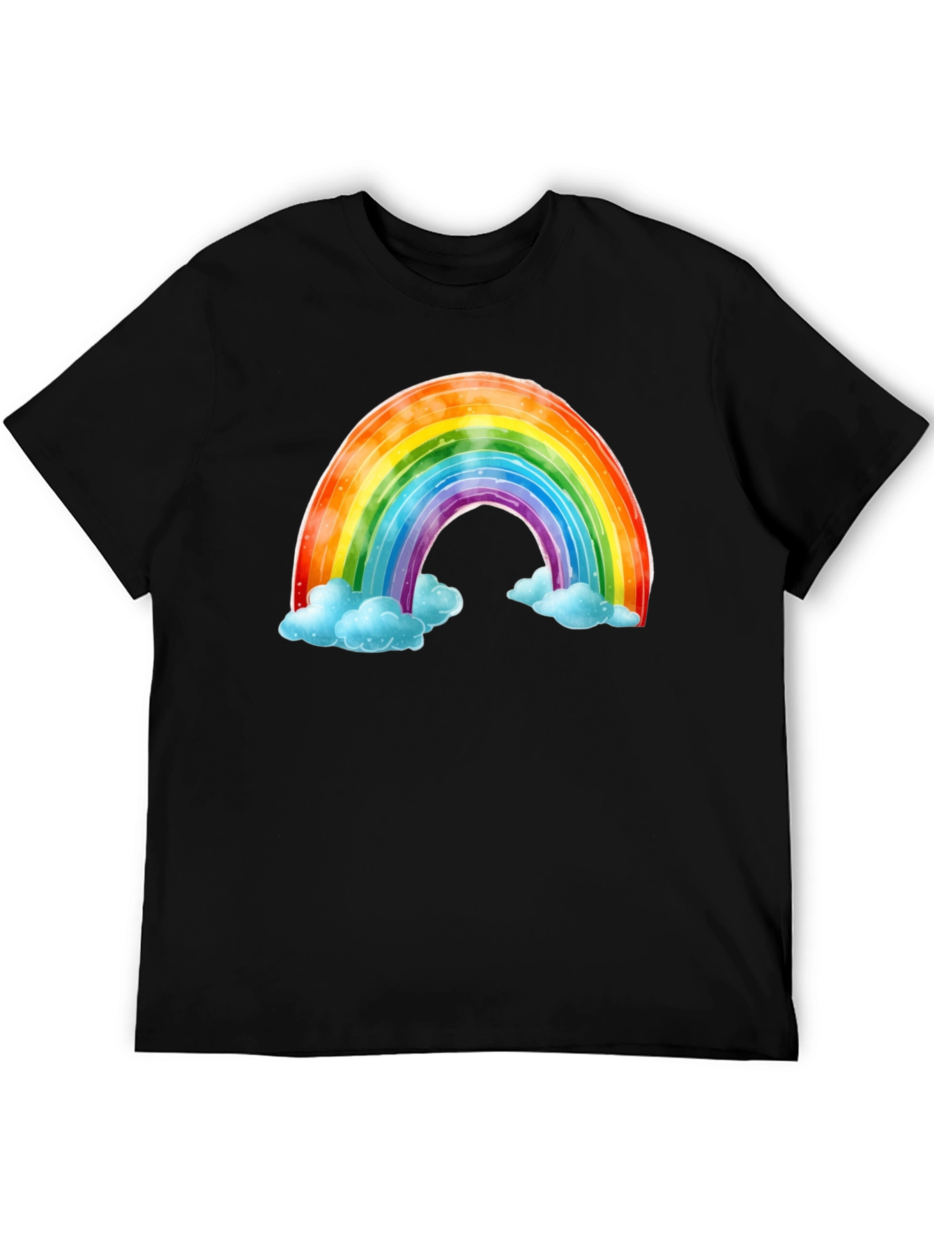 Black Rainbow & Cloud Graphic Tee - Soft Cotton Comfort view 5