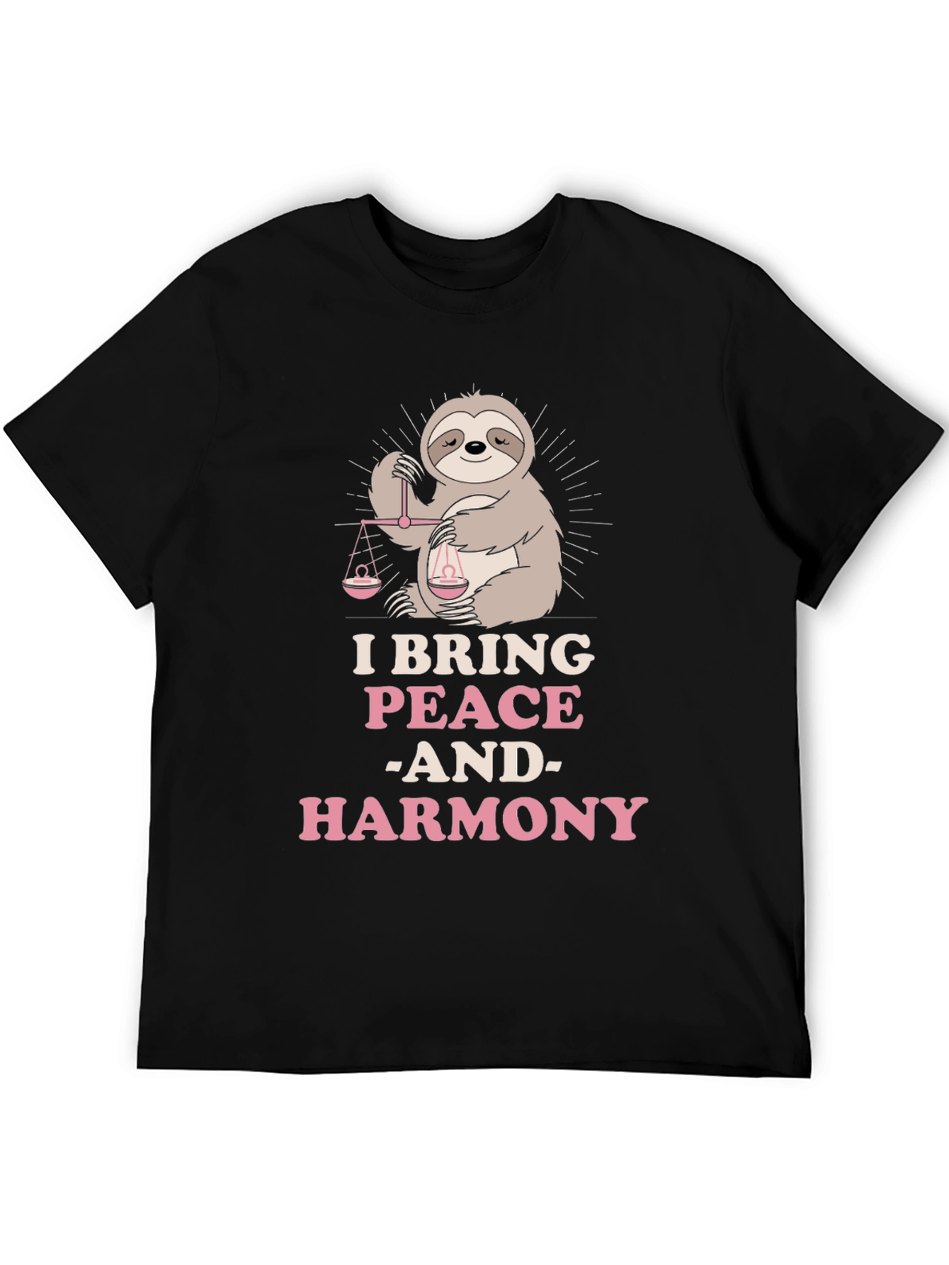 Black Peace & Harmony Sloth Graphic T-Shirt view 5