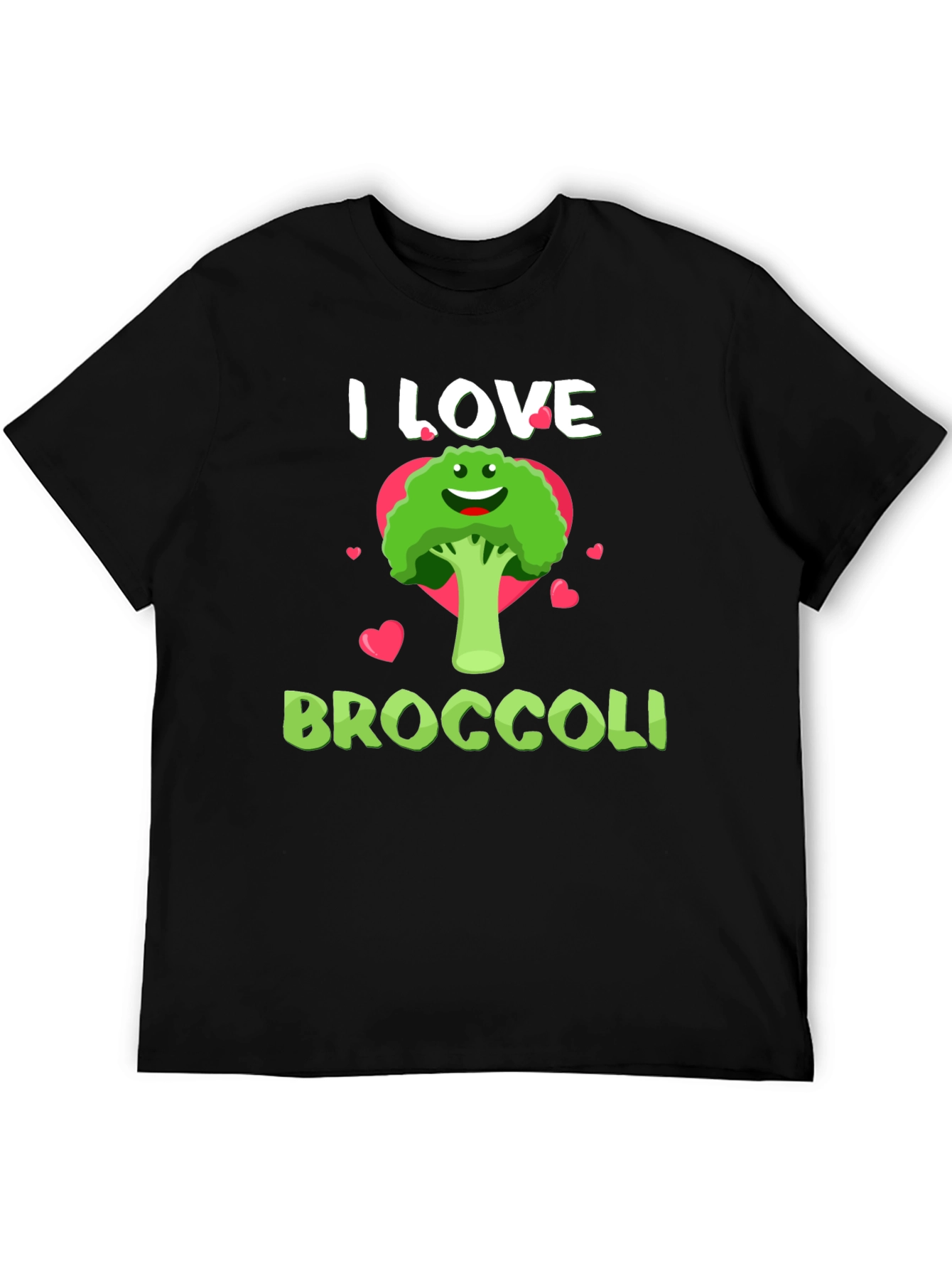 Black I Love Broccoli T-Shirt - Funny Vegan Tee view 5