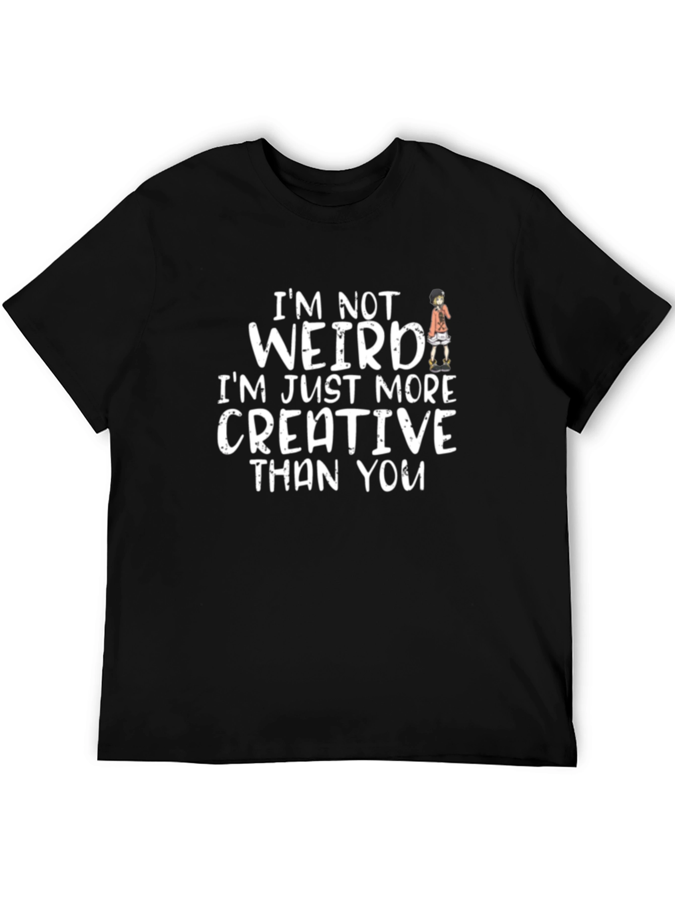 Black Creative Weirdo Graphic Tee - Soft Cotton Blend view 5