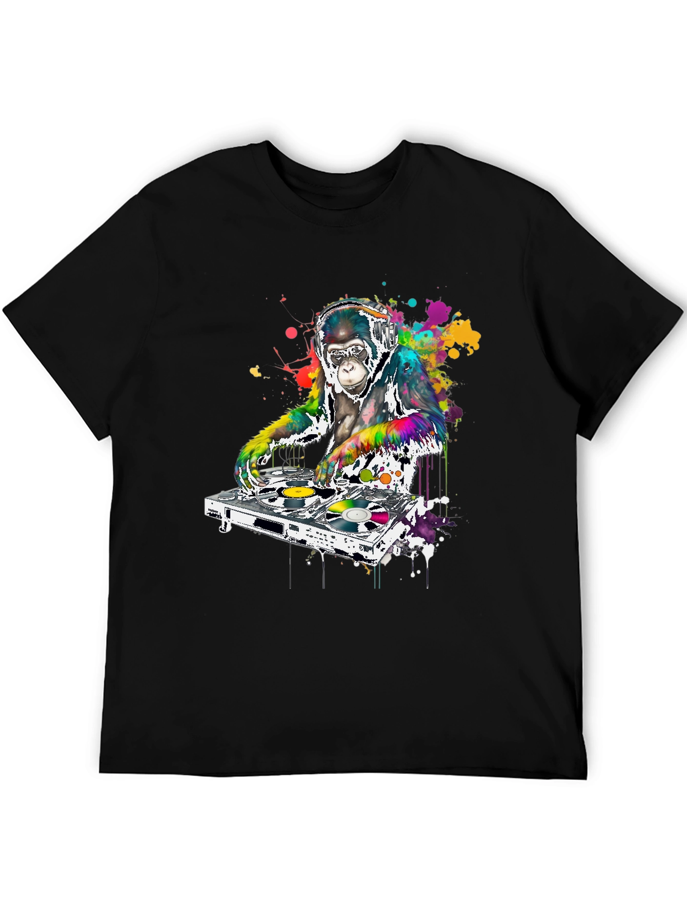 Black DJ Monkey Graphic T-Shirt view 5