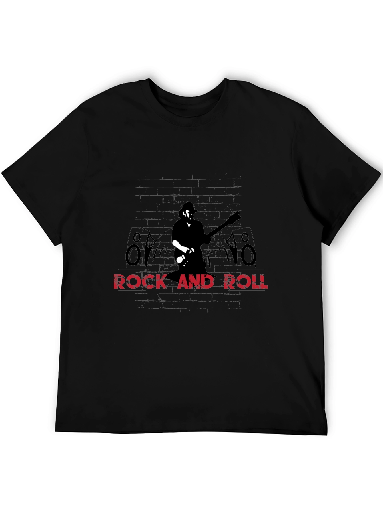Black Rock and Roll Guitarist Graphic Tee view 5