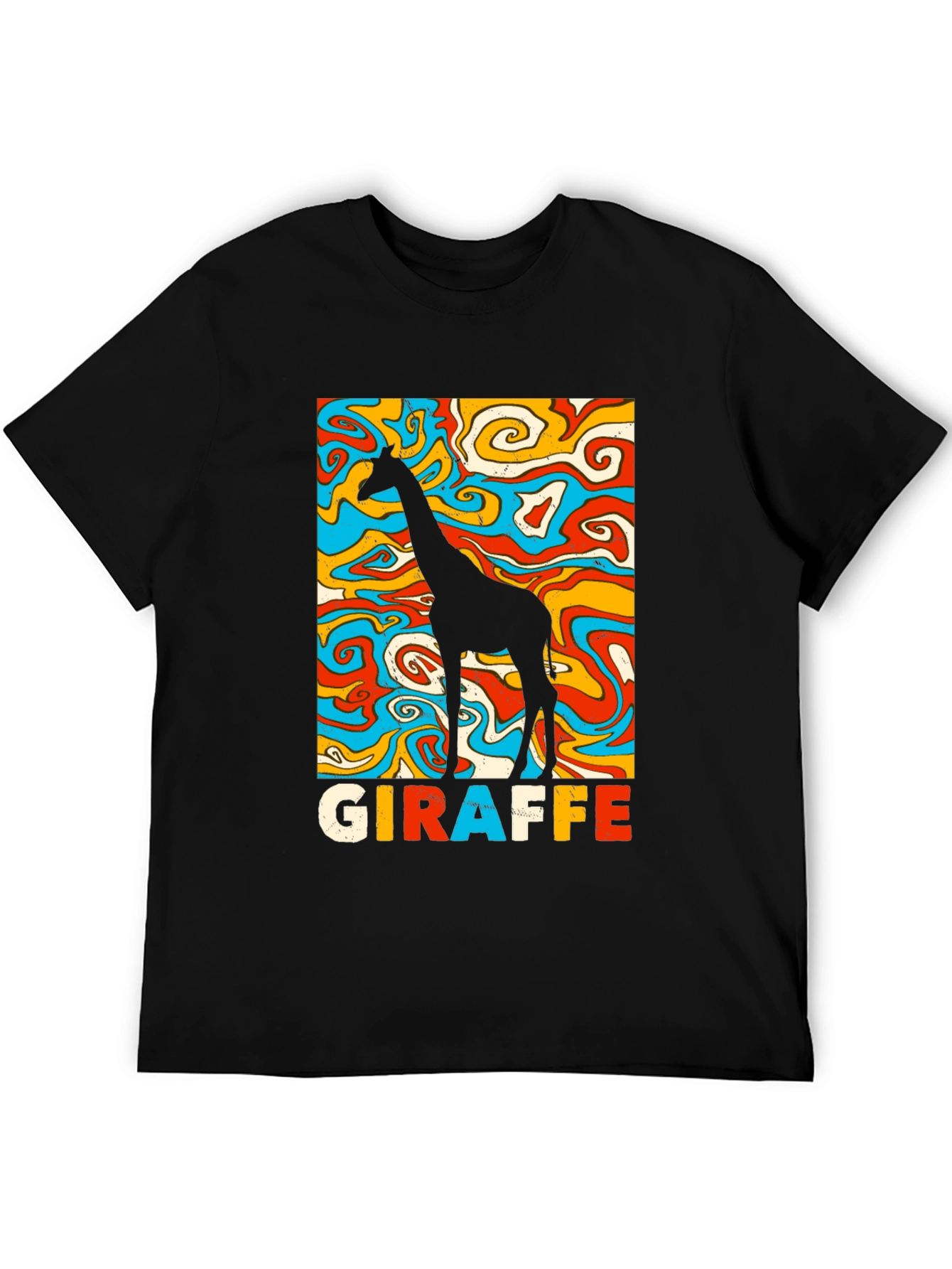 Black Groovy Giraffe Graphic Tee - Retro Style view 5