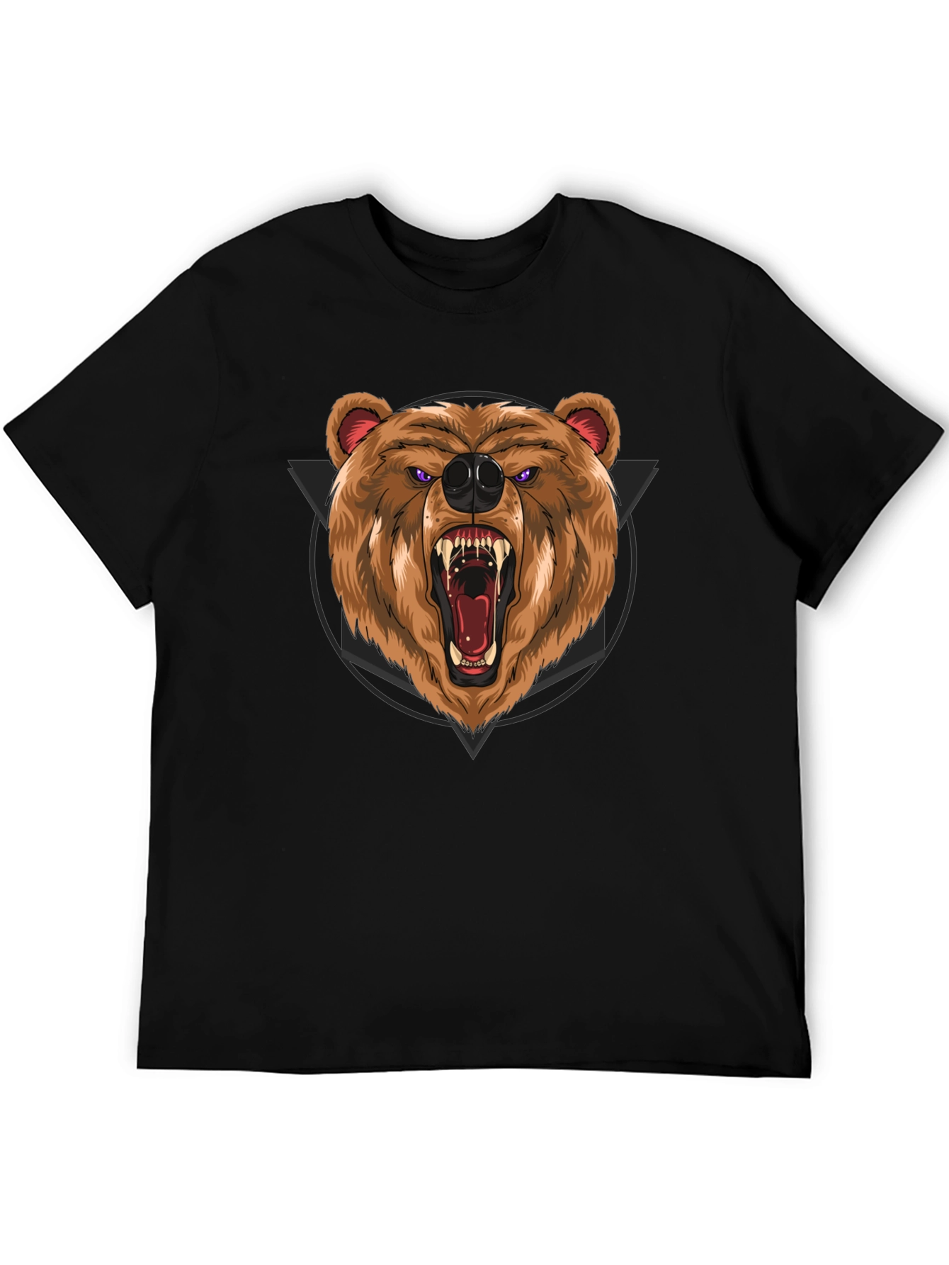 Black Roaring Bear Graphic Black T-Shirt view 5