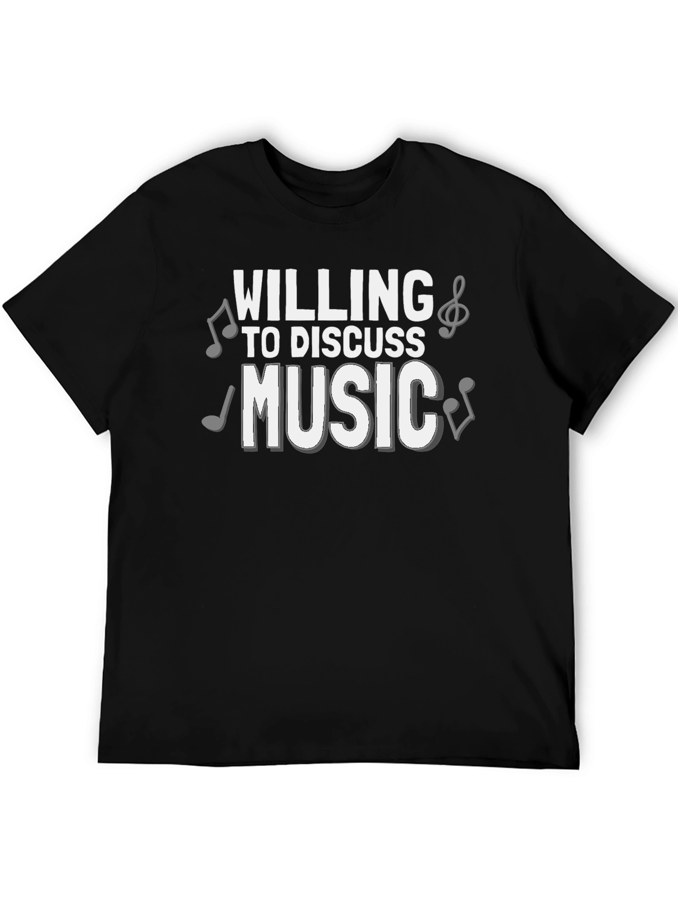 Black Willing to Discuss Music T-Shirt - Black Cotton Tee view 5