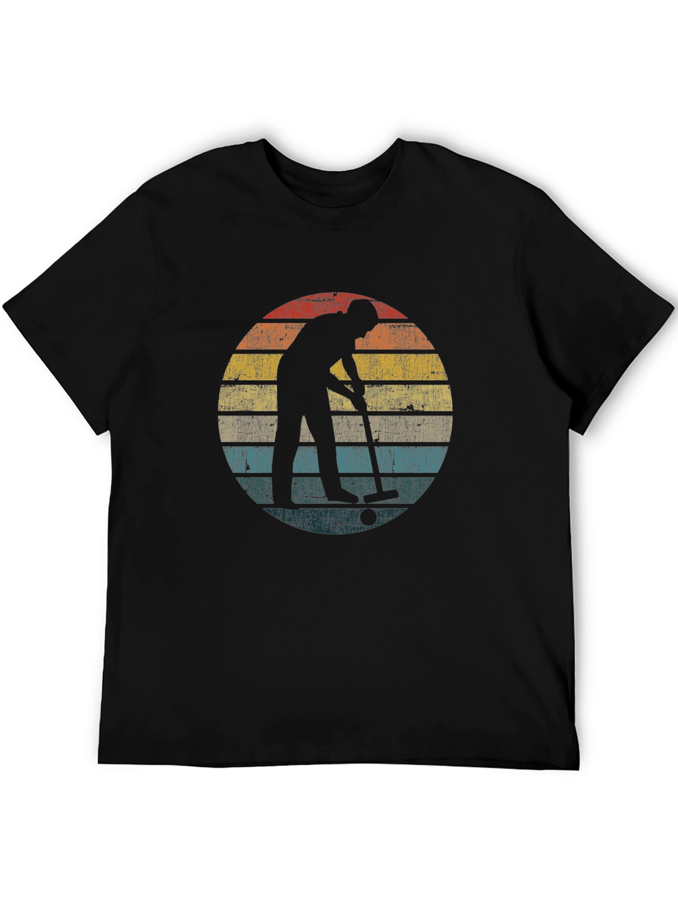 Black Vintage Hockey Player Silhouette T-Shirt - Retro Style view 5