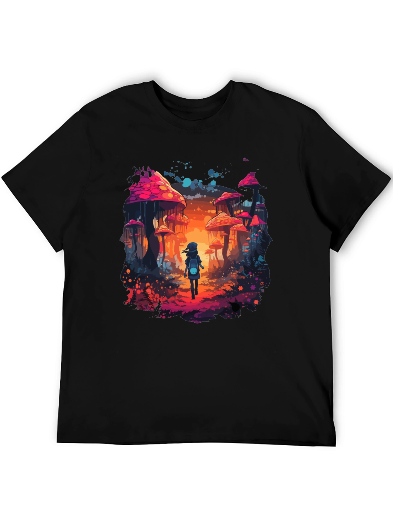 Black Mushroom Fantasy Graphic Tee - Unique Unisex Design view 5