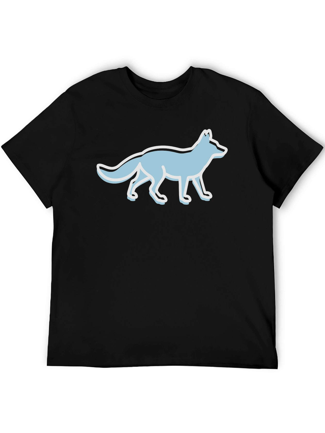 Black Stylish Black Tee with Cool Fox Graphic view 5