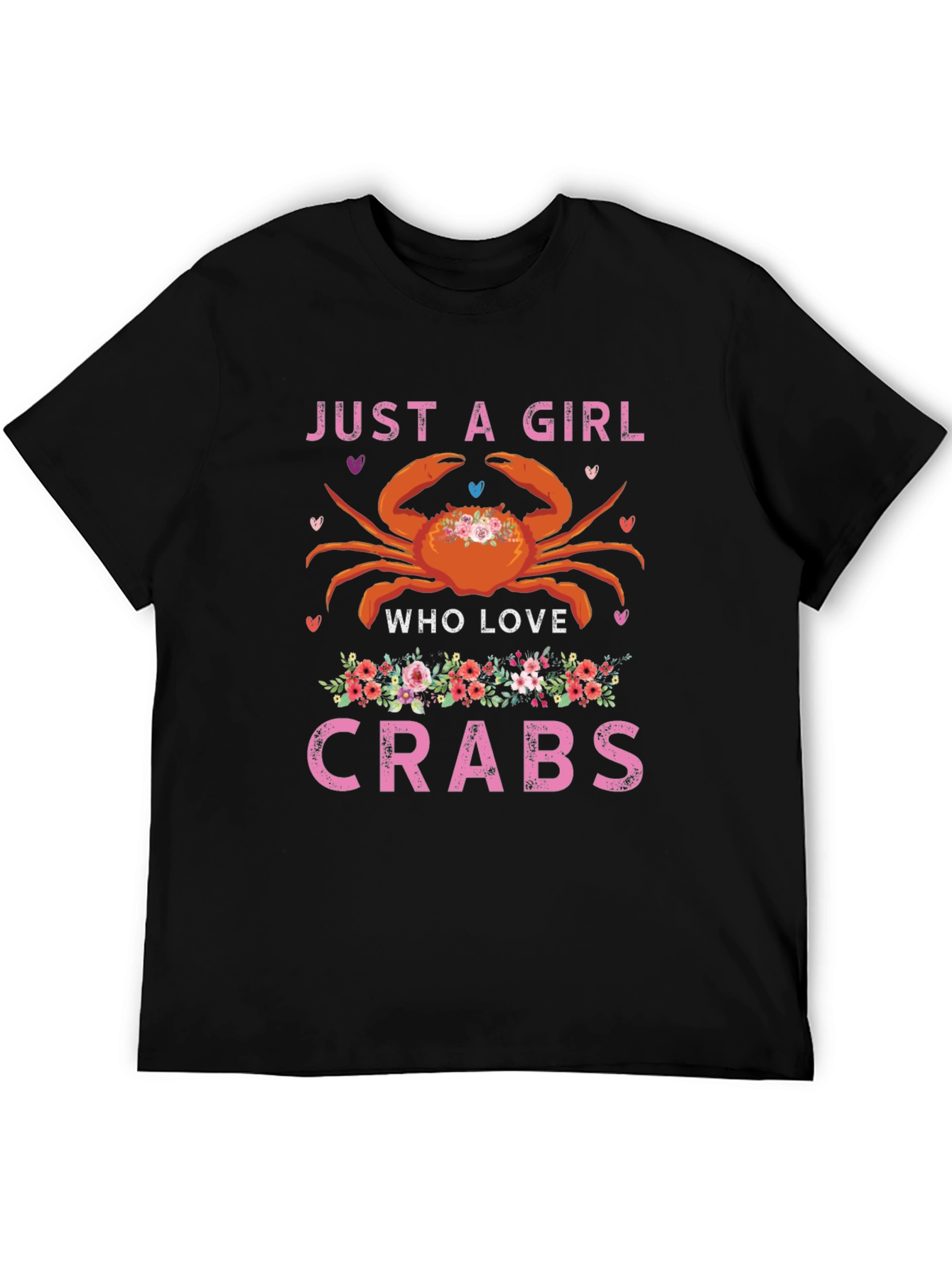 Black Just a Girl Who Loves Crabs T-Shirt view 5