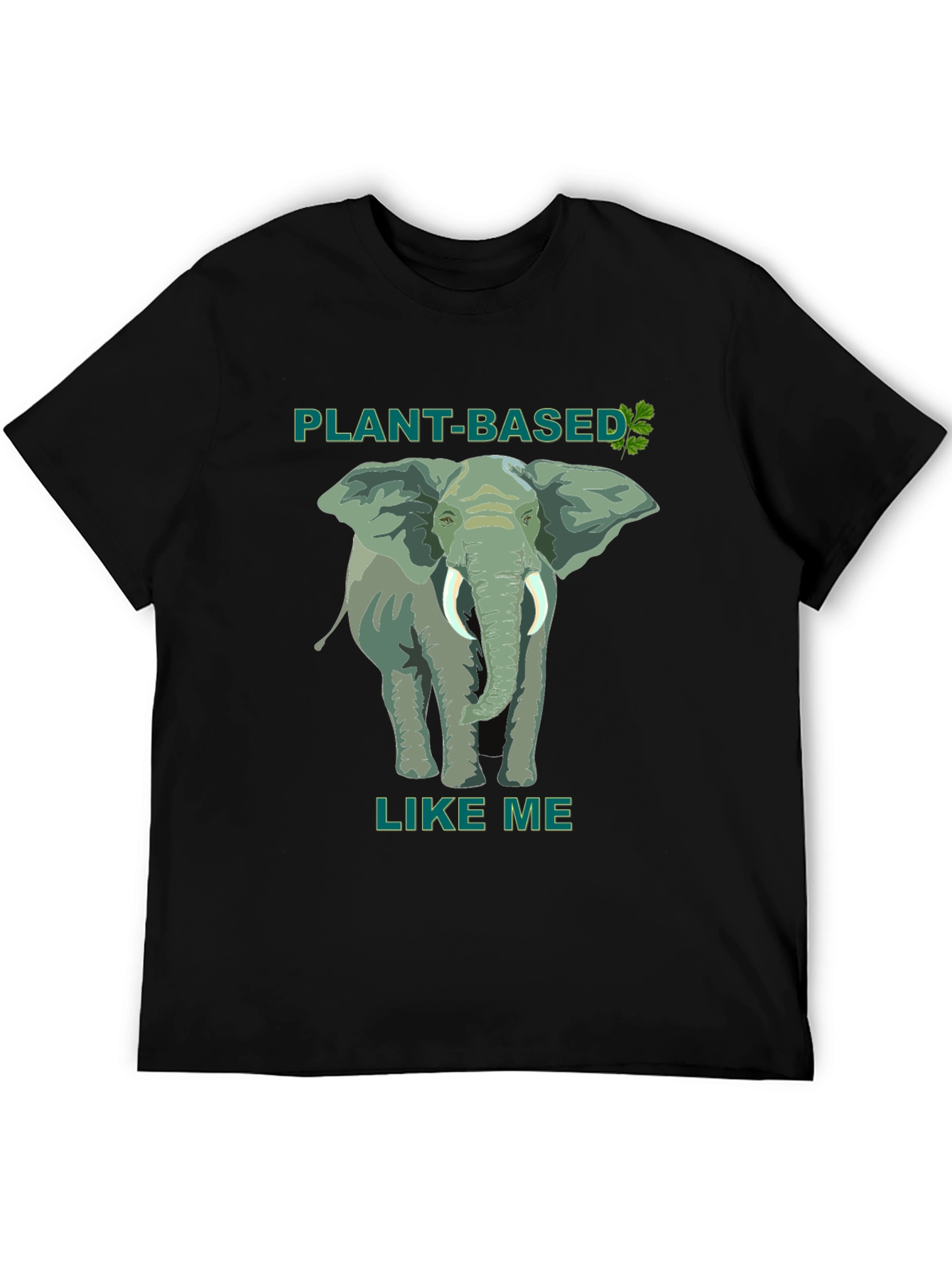 Black Plant-Based Elephant Graphic Tee view 5