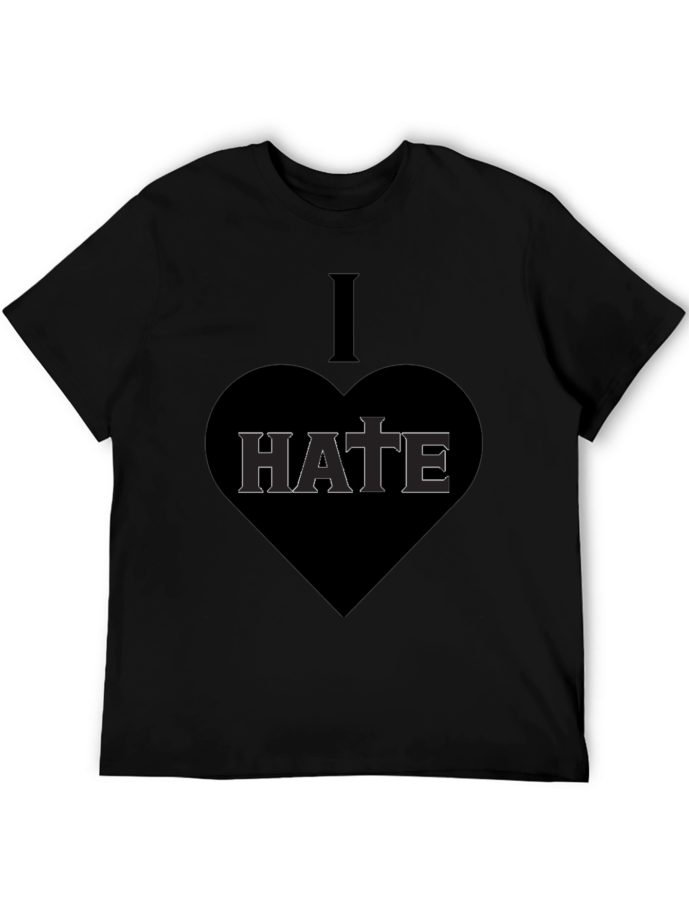Black I Heart Hate Graphic T-Shirt - Dark Humor Tee view 5