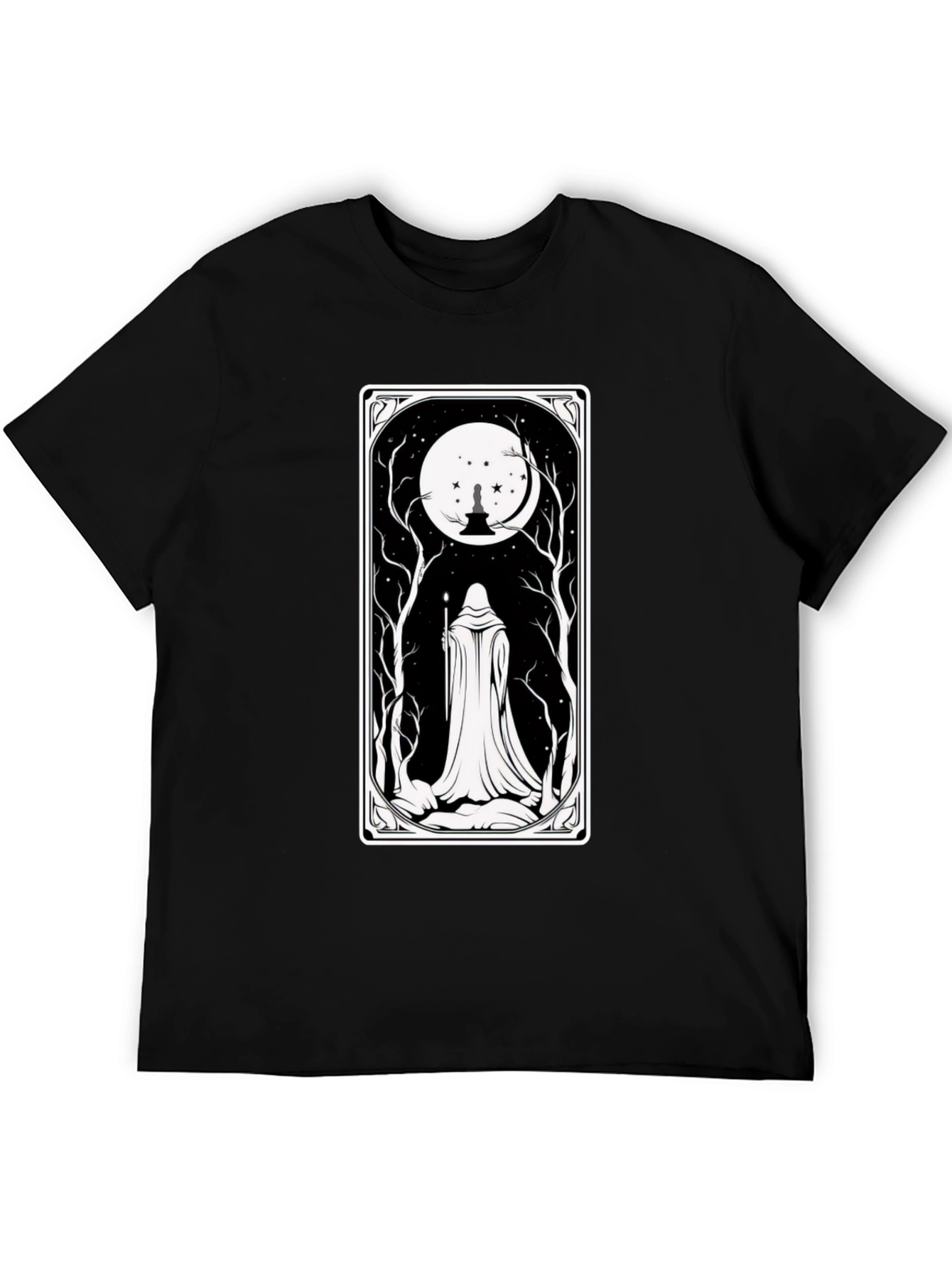 Black Mystic Night Tarot Card T-Shirt view 5