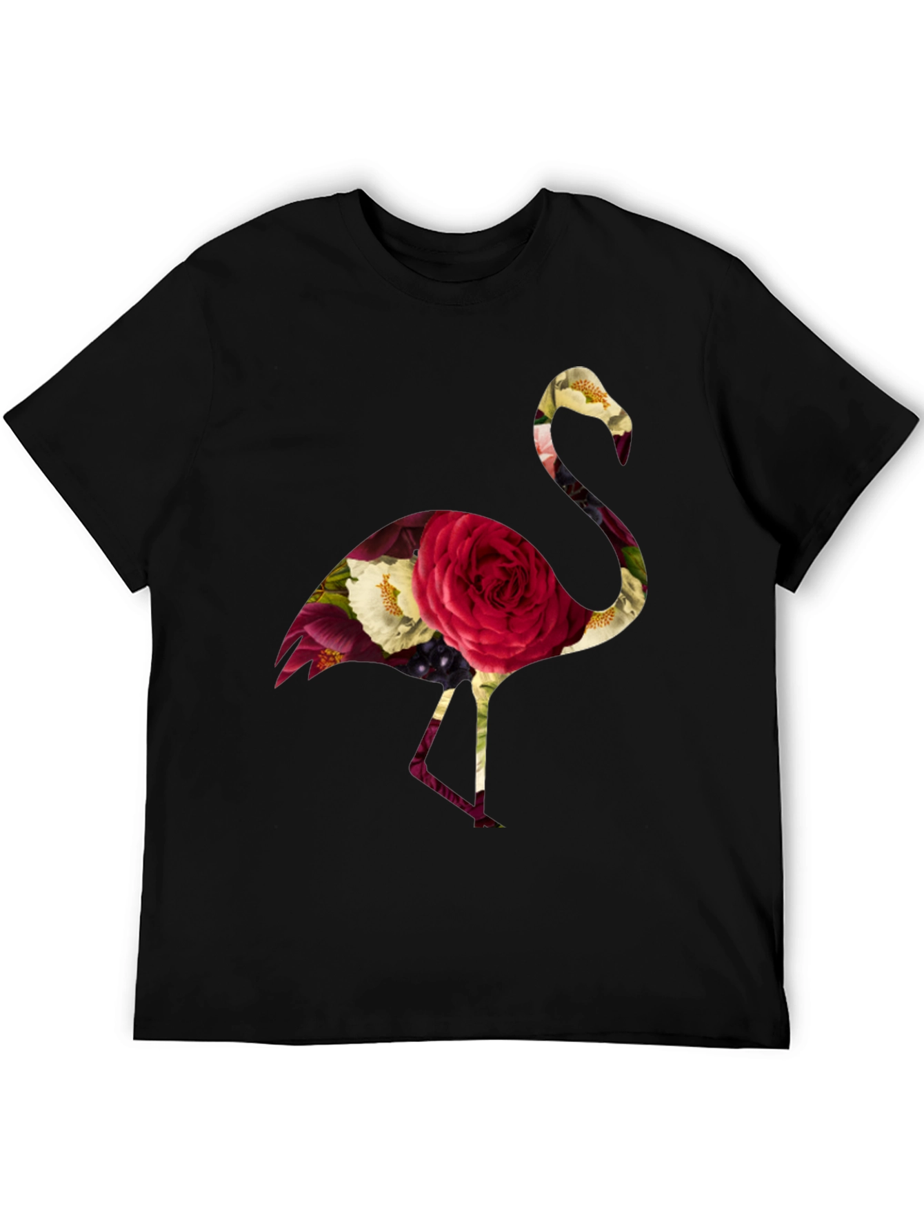 Black Floral Flamingo Graphic Tee - Black view 5