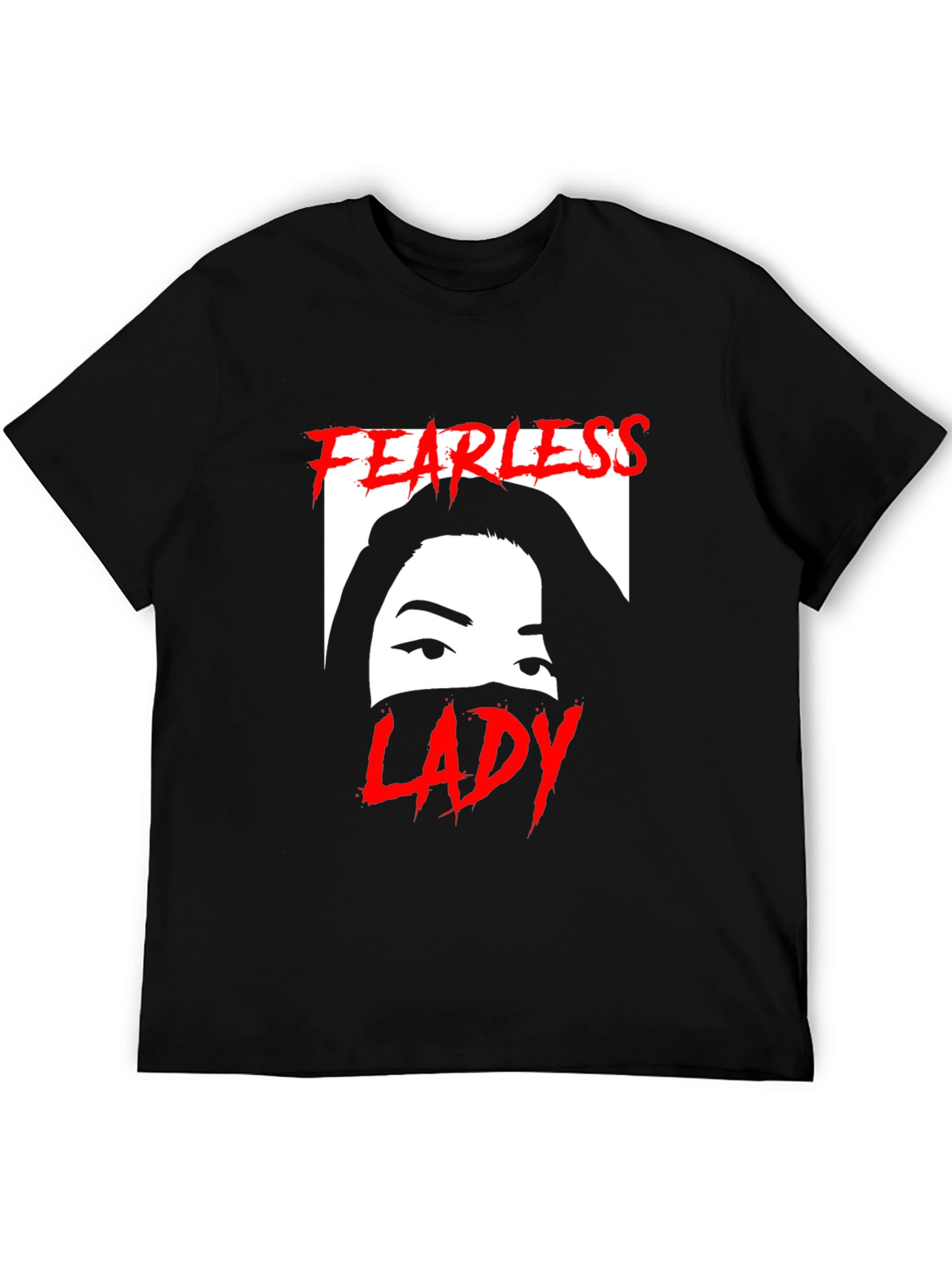 Black Fearless Lady Graphic T-Shirt - Unisex Black Tee view 5