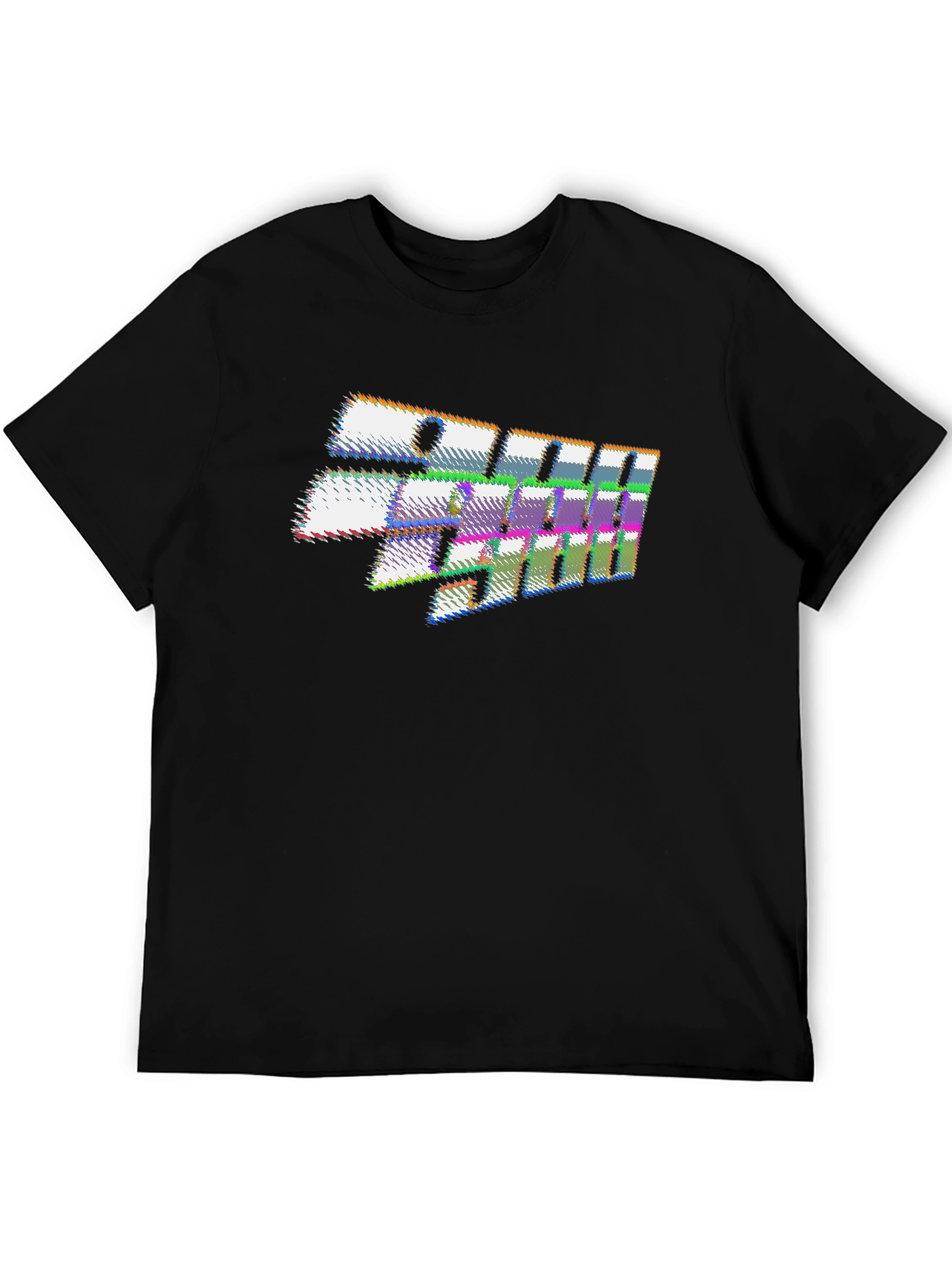 Black Geometric Pixelated T-Shirt - Black view 5