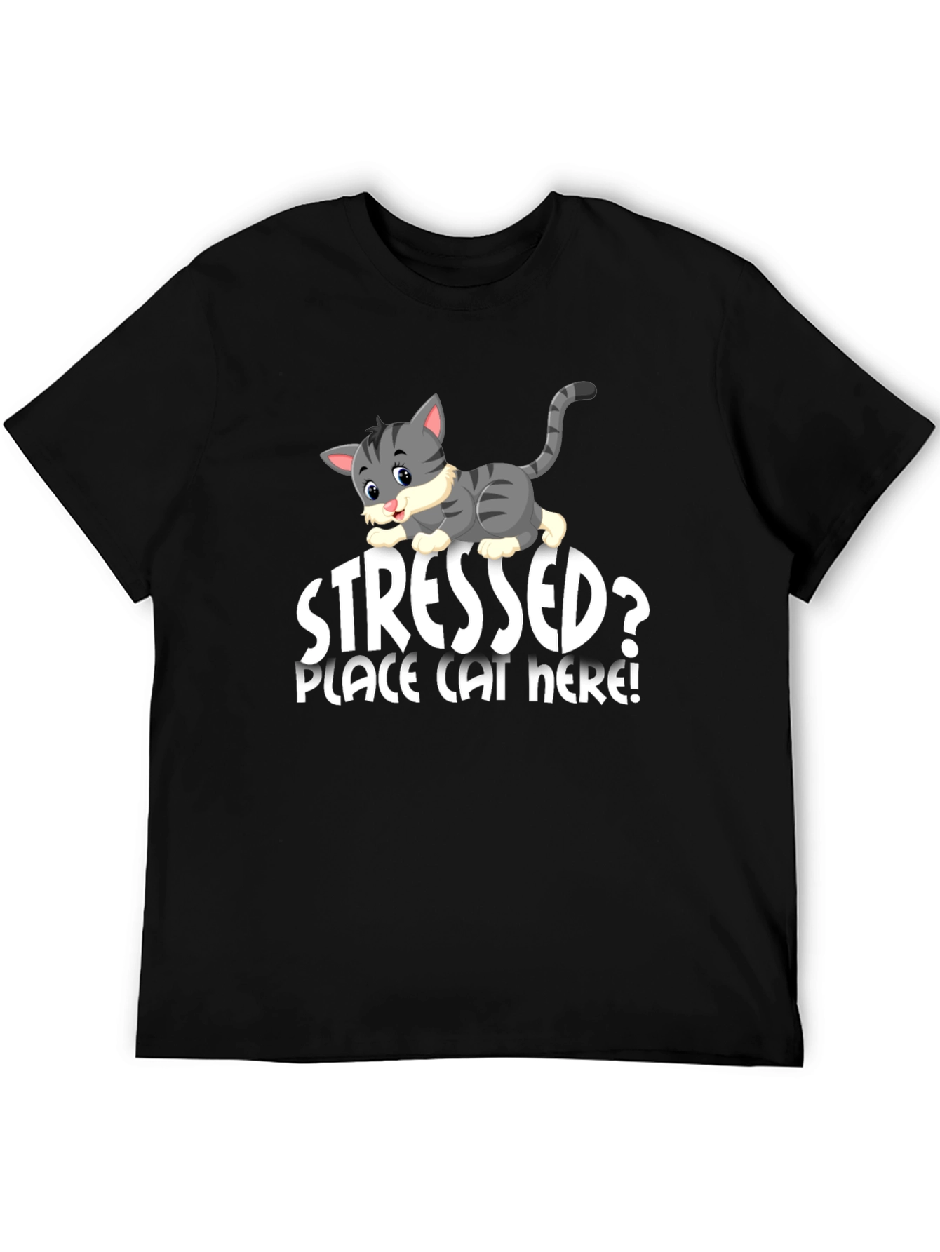 Black Stressed? Place Cat Here T-Shirt view 5