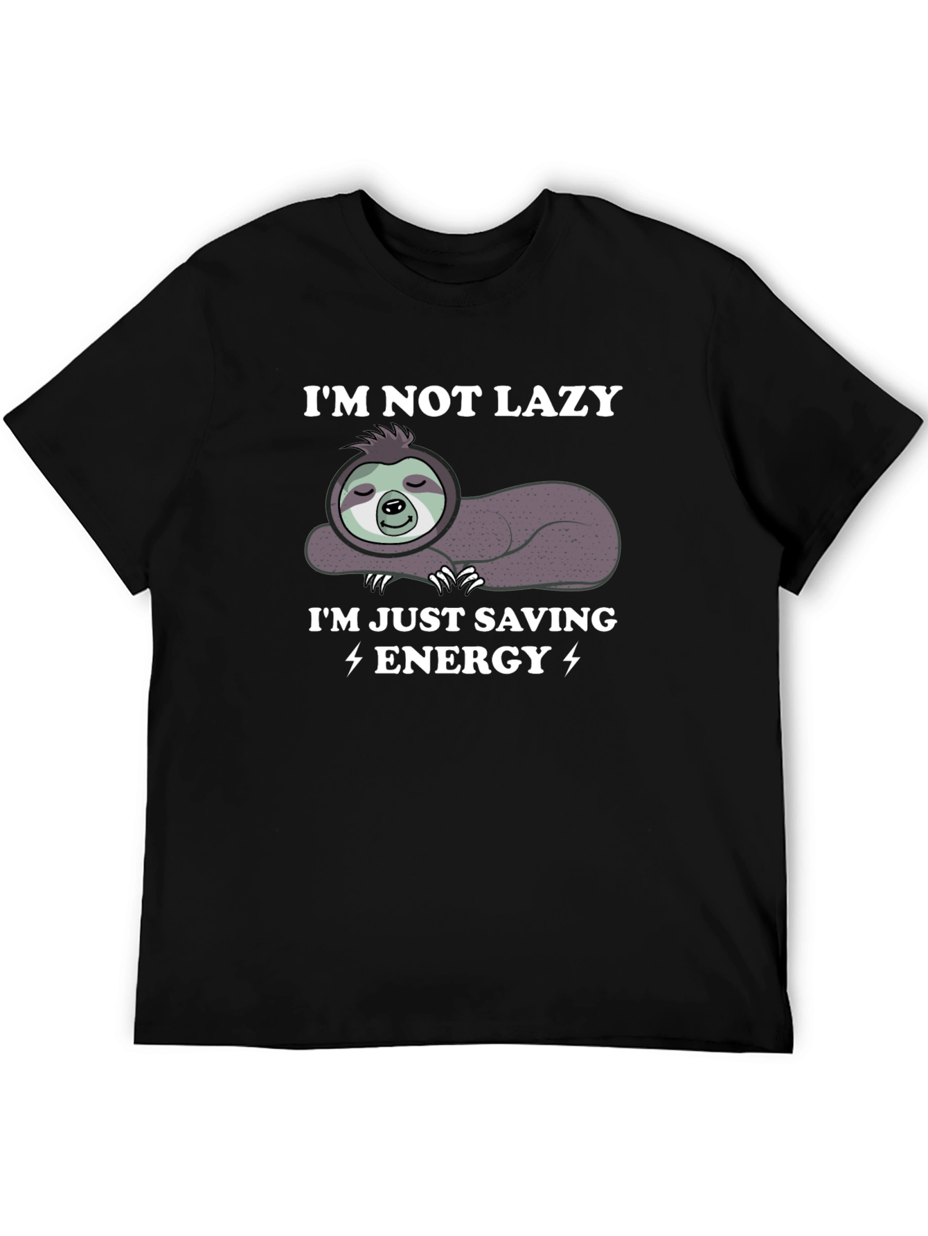 Black I'm Not Lazy I'm Just Saving Energy Sloth Graphic Tee view 5