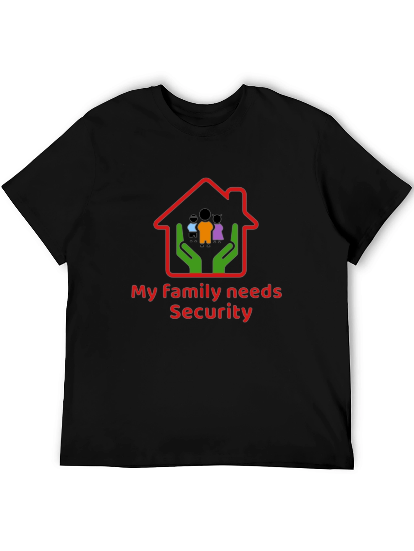 Black Family Security T-Shirt - Black Cotton Graphic Tee view 5