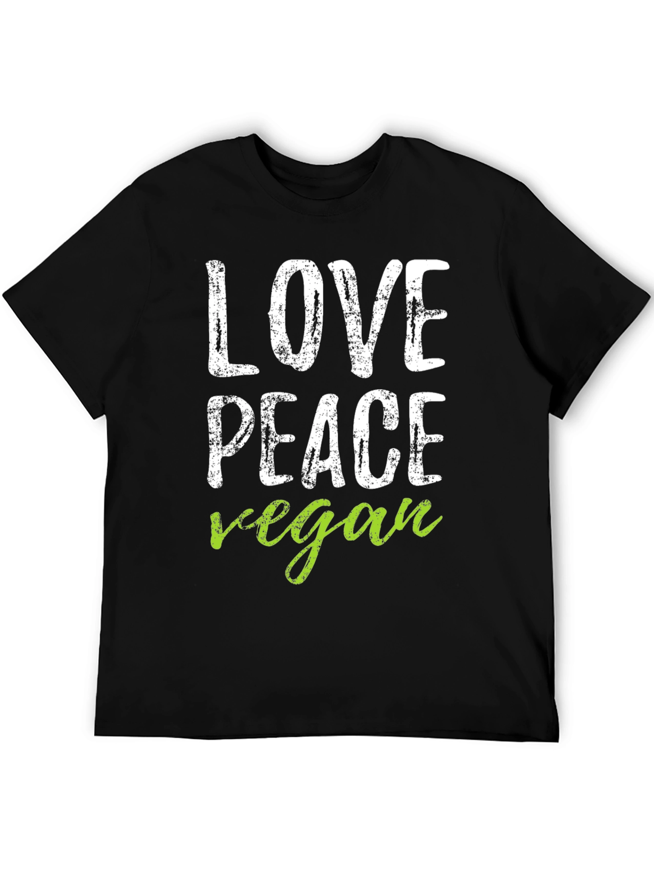 Black Love Peace Vegan Graphic Tee - Black Cotton T-Shirt view 5