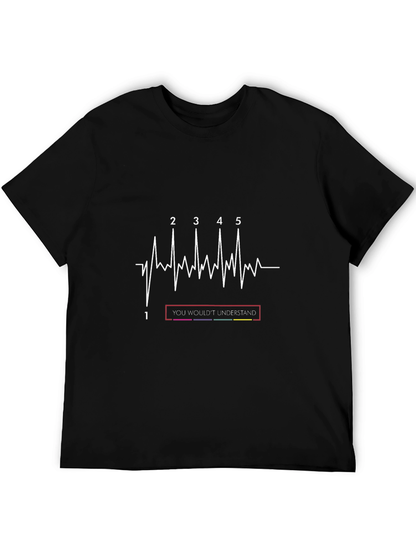 Black Manual Transmission Heartbeat T-Shirt view 5
