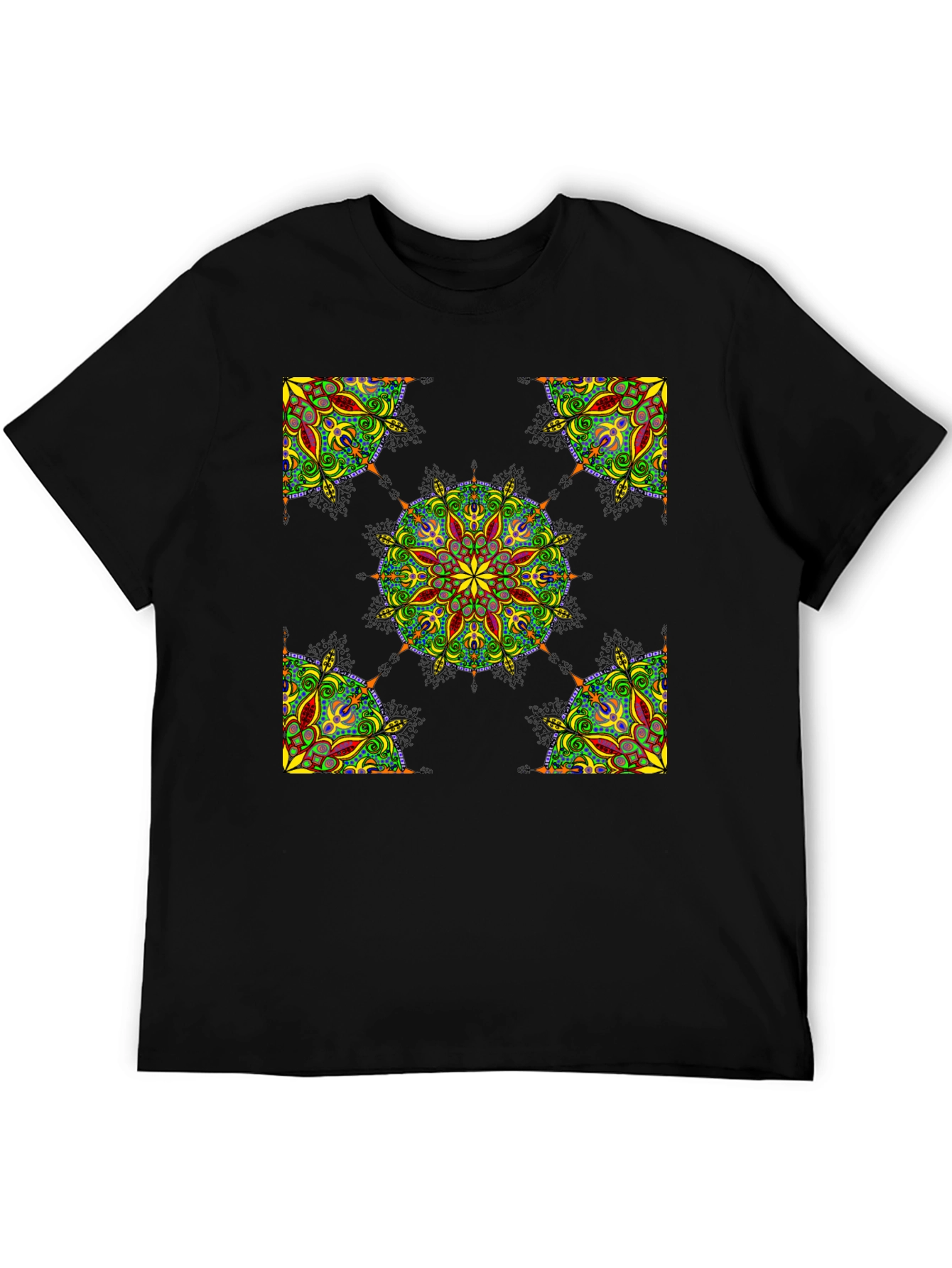 Black Black Mandala Print T-Shirt view 5