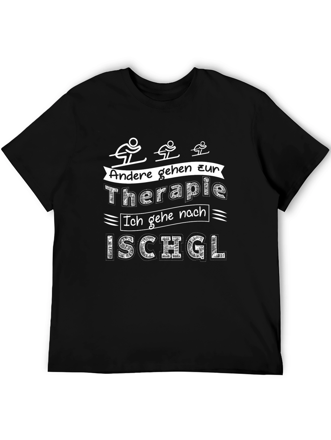 Black Ischgl Ski Therapy Graphic Tee - Black Cotton T-Shirt view 5