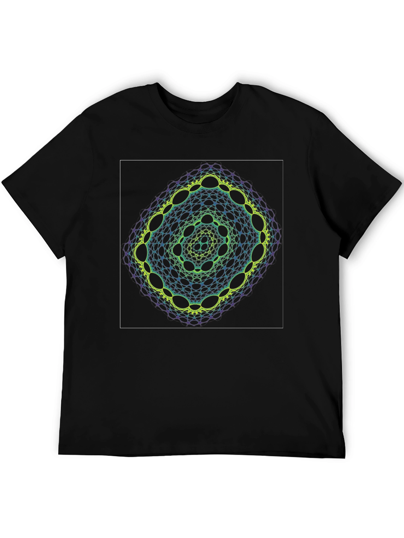 Black Geometric Pattern Black T-Shirt view 5