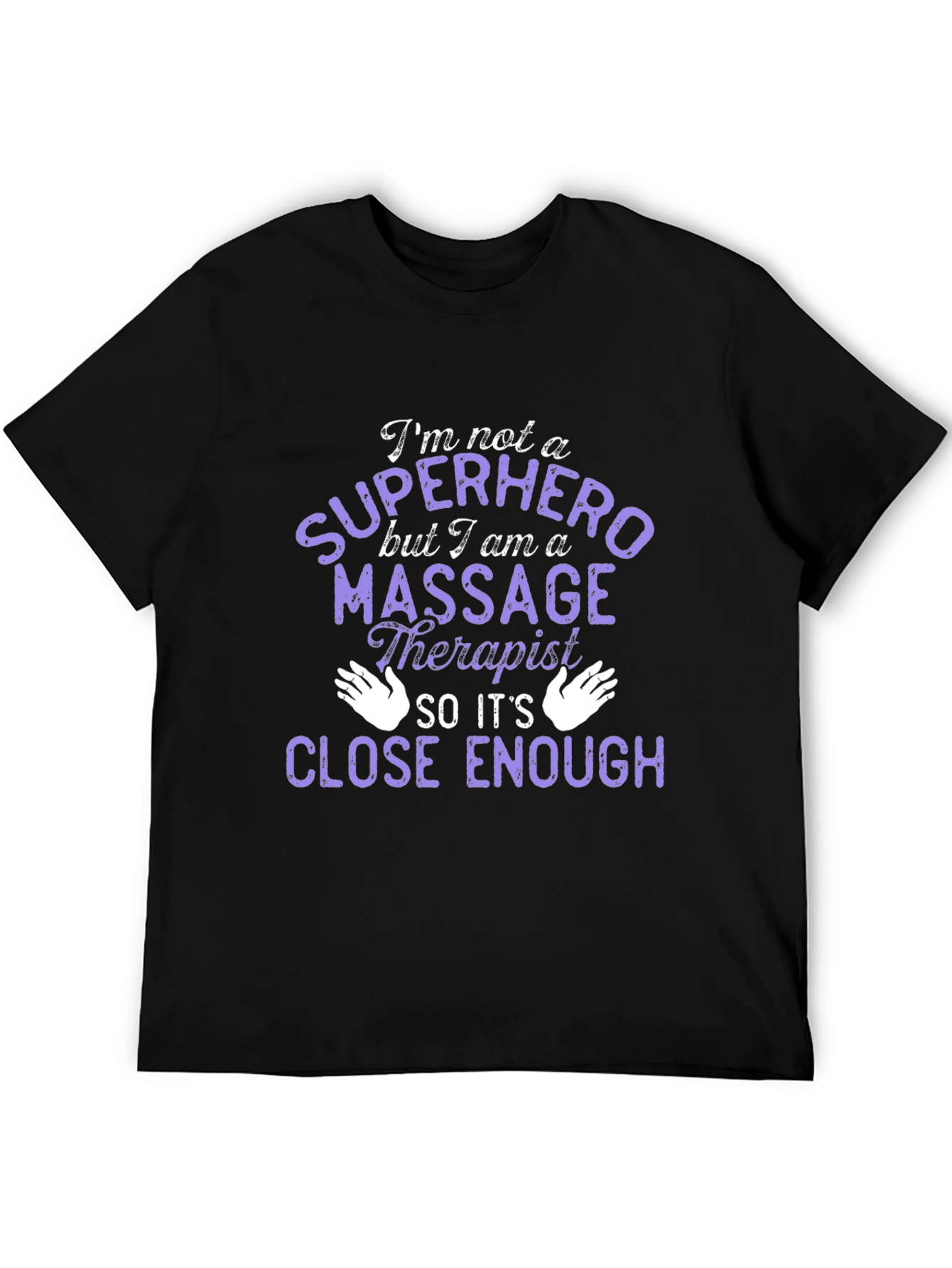 Black Massage Therapist Superhero T-Shirt - Black view 5