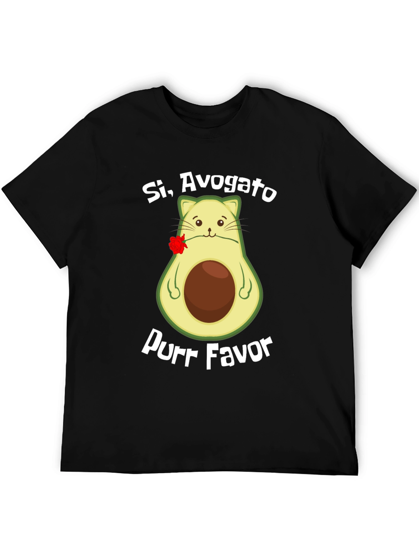 Black Si, Avogato Purr Favor T-Shirt - Avocado Cat Humor Tee view 5