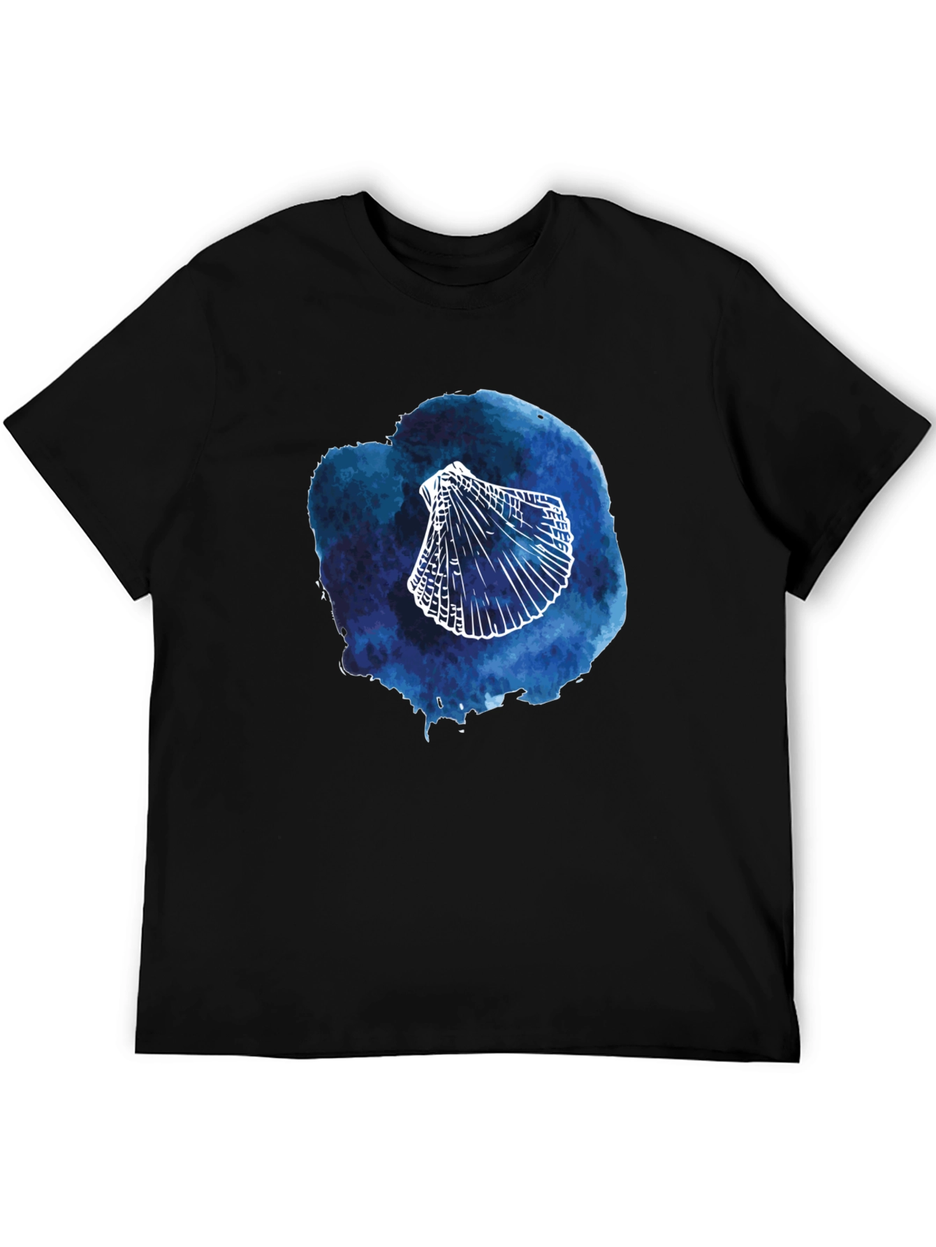 Black Watercolor Seashell Graphic T-Shirt view 5