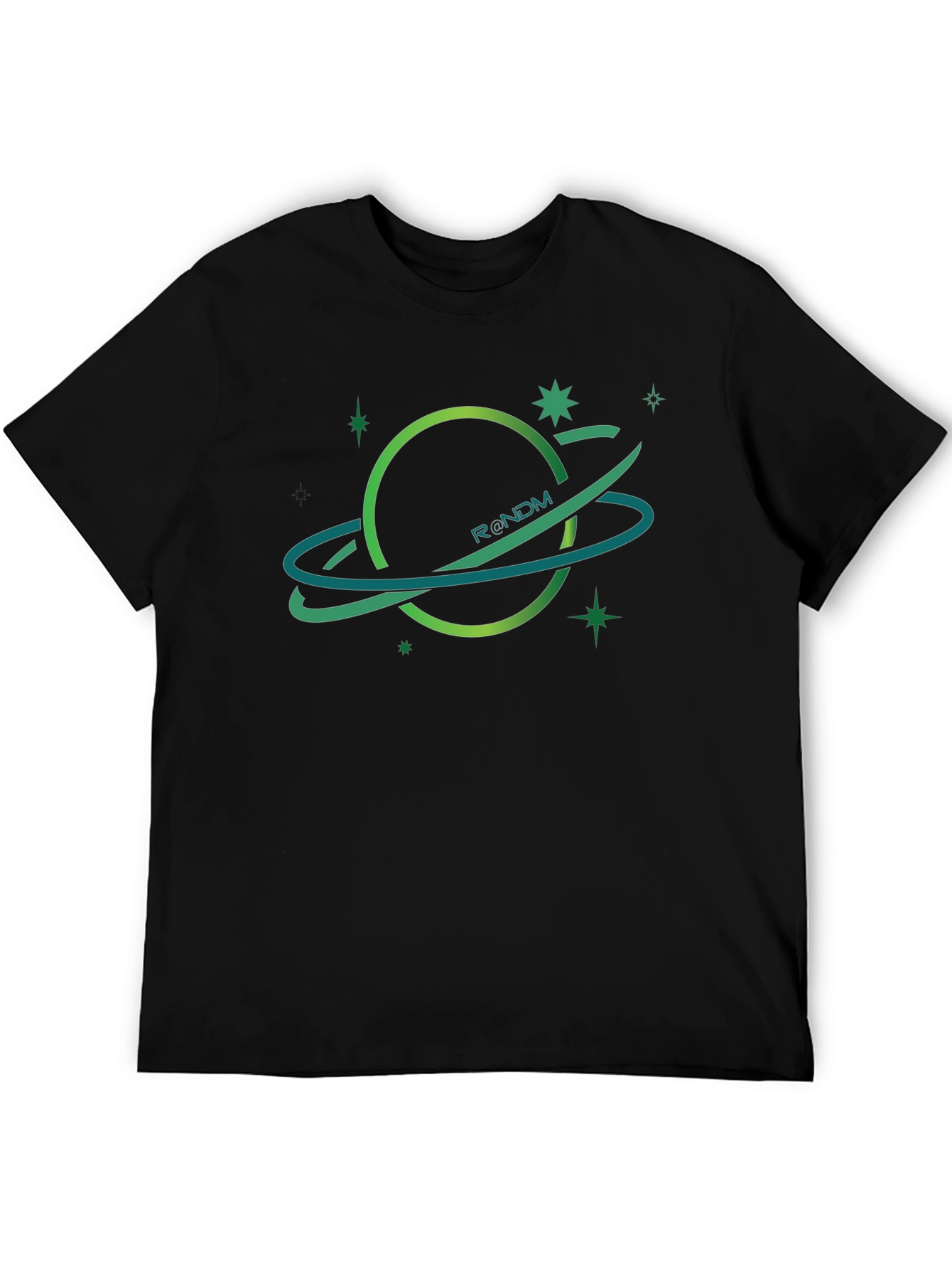 Black R@NDM Planet Graphic T-Shirt - Black, Unique Design view 5