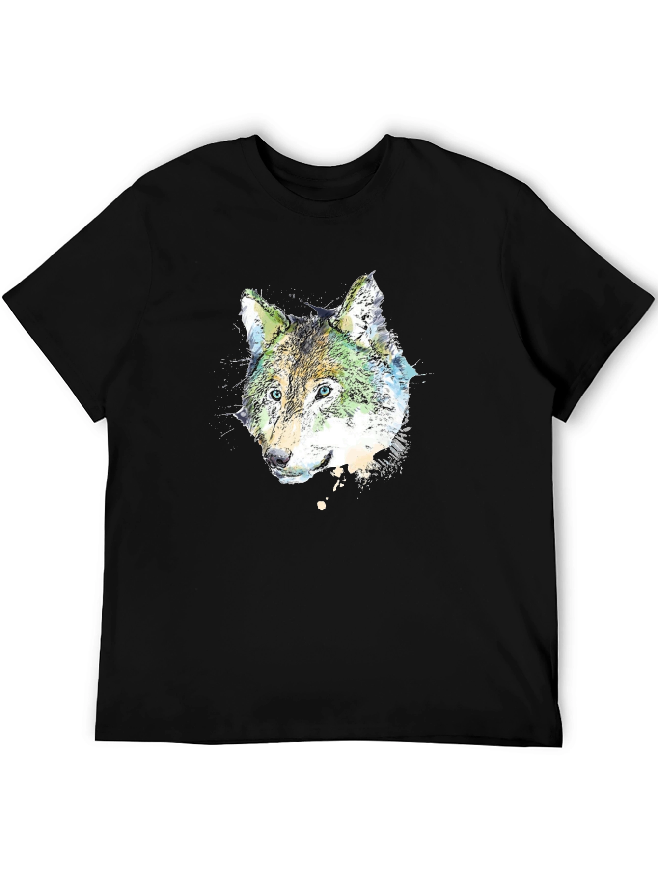 Black Wolf Graphic Print Black T-Shirt view 5