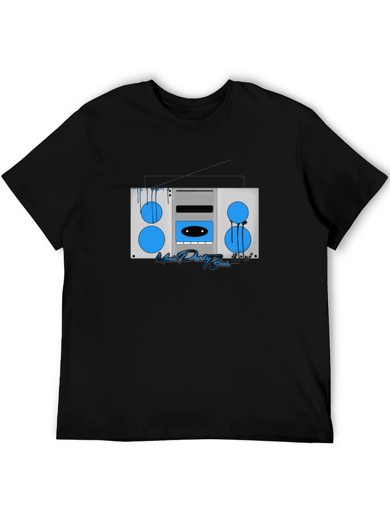 Black Retro Boombox Music T-Shirt view 5