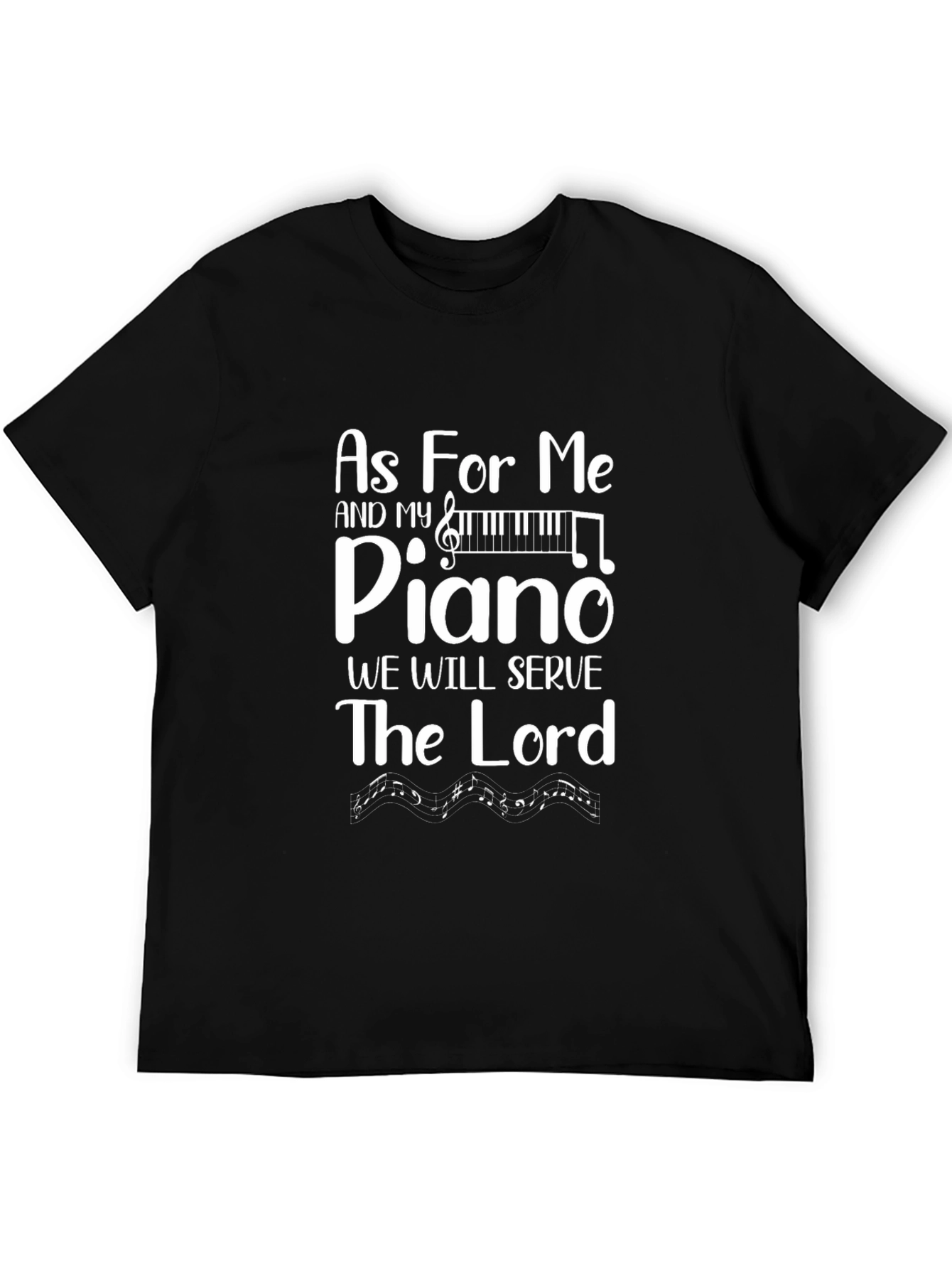 Black As For Me And My Piano Graphic Tee - Black Cotton Blend view 5