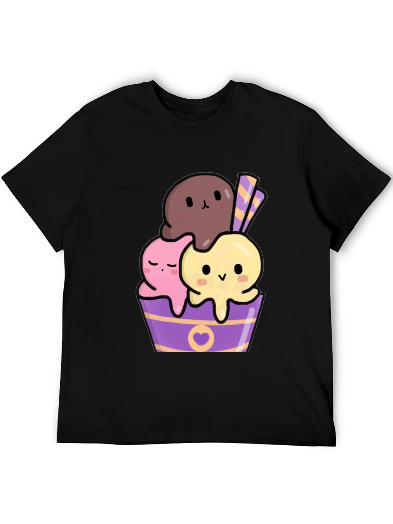 Black Cute Kawaii Ice Cream Graphic Tee view 5