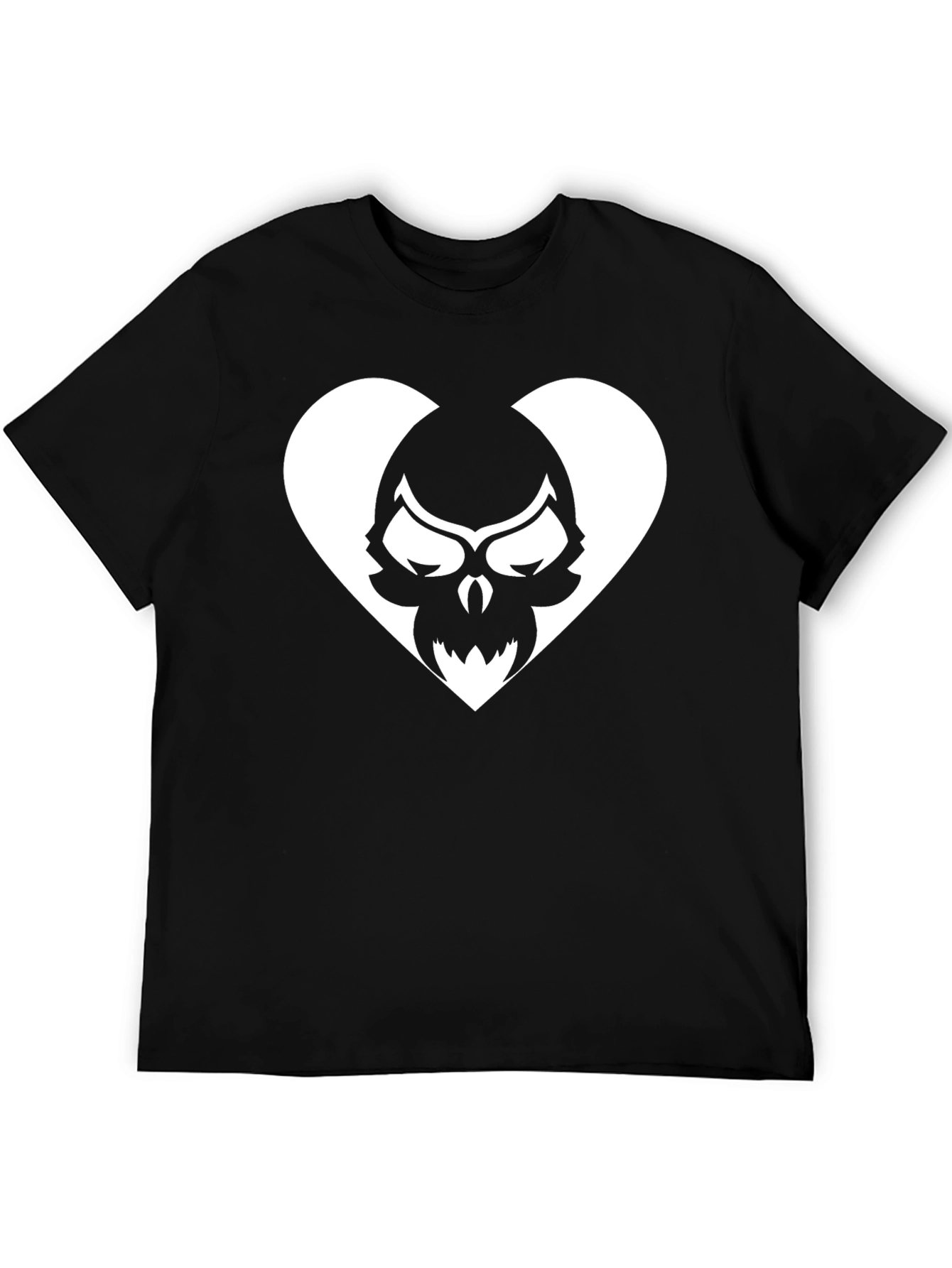 Black Skull Heart Graphic Tee - Black Cotton T-Shirt view 5